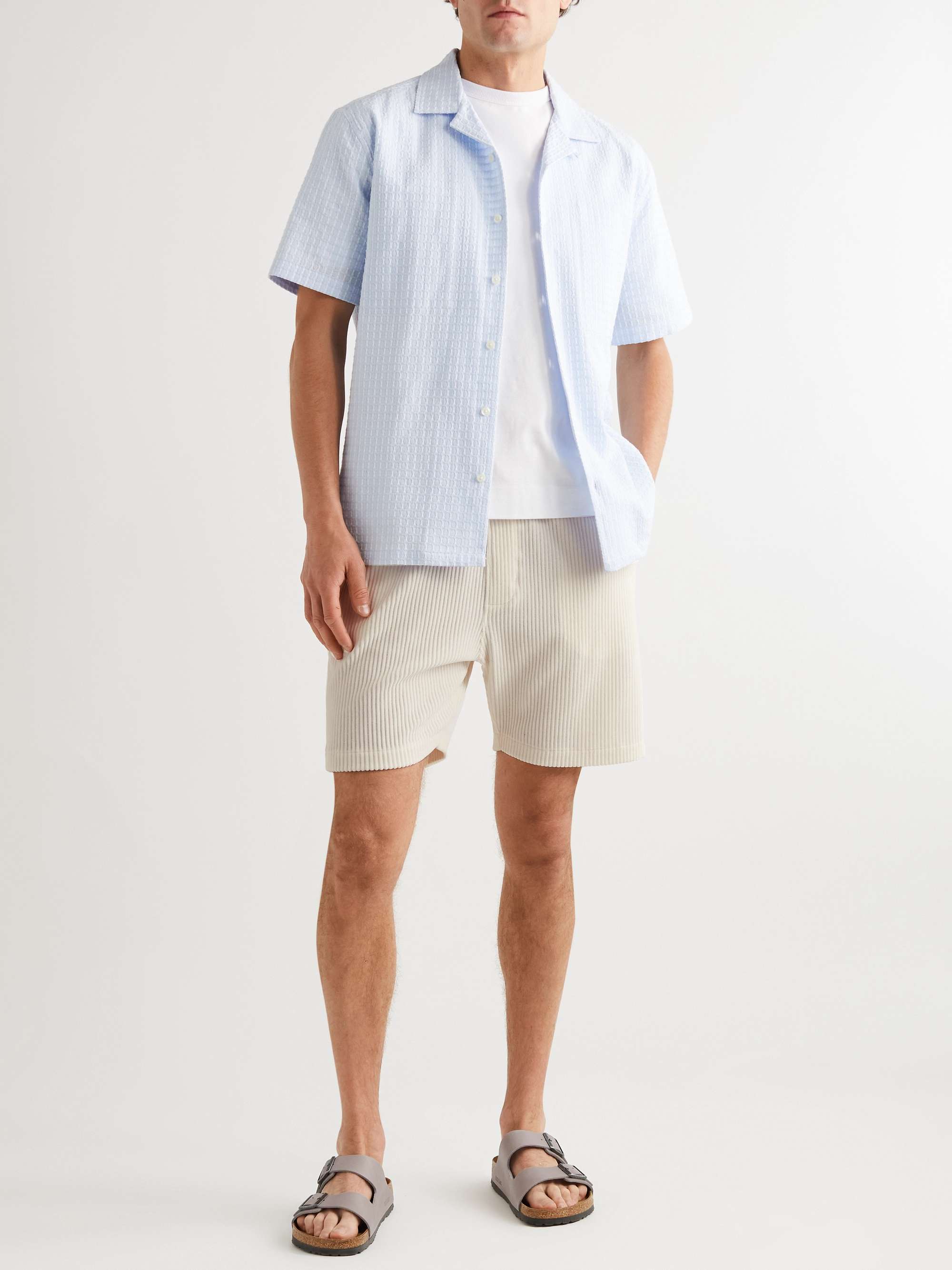 OLIVER SPENCER Weston StraightLeg Ribbed Organic CottonBlend Velour