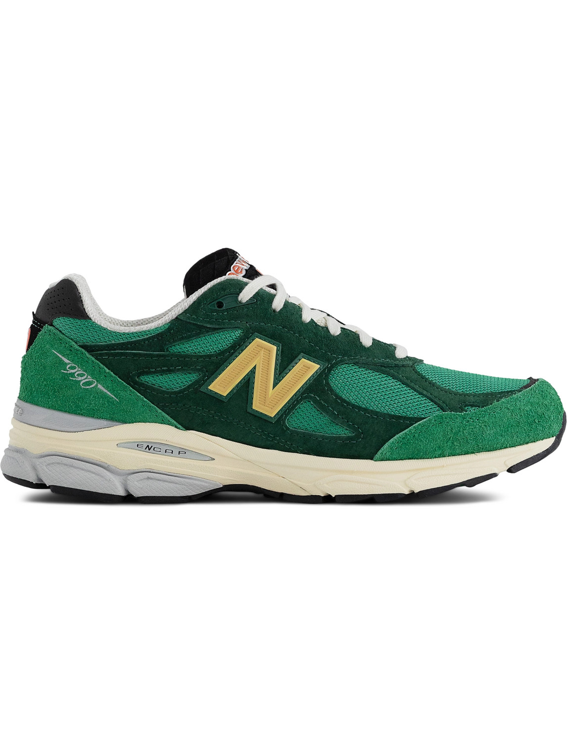 New Balance Made In Usa 990v3 Mesh And Suede Sneakers In Green