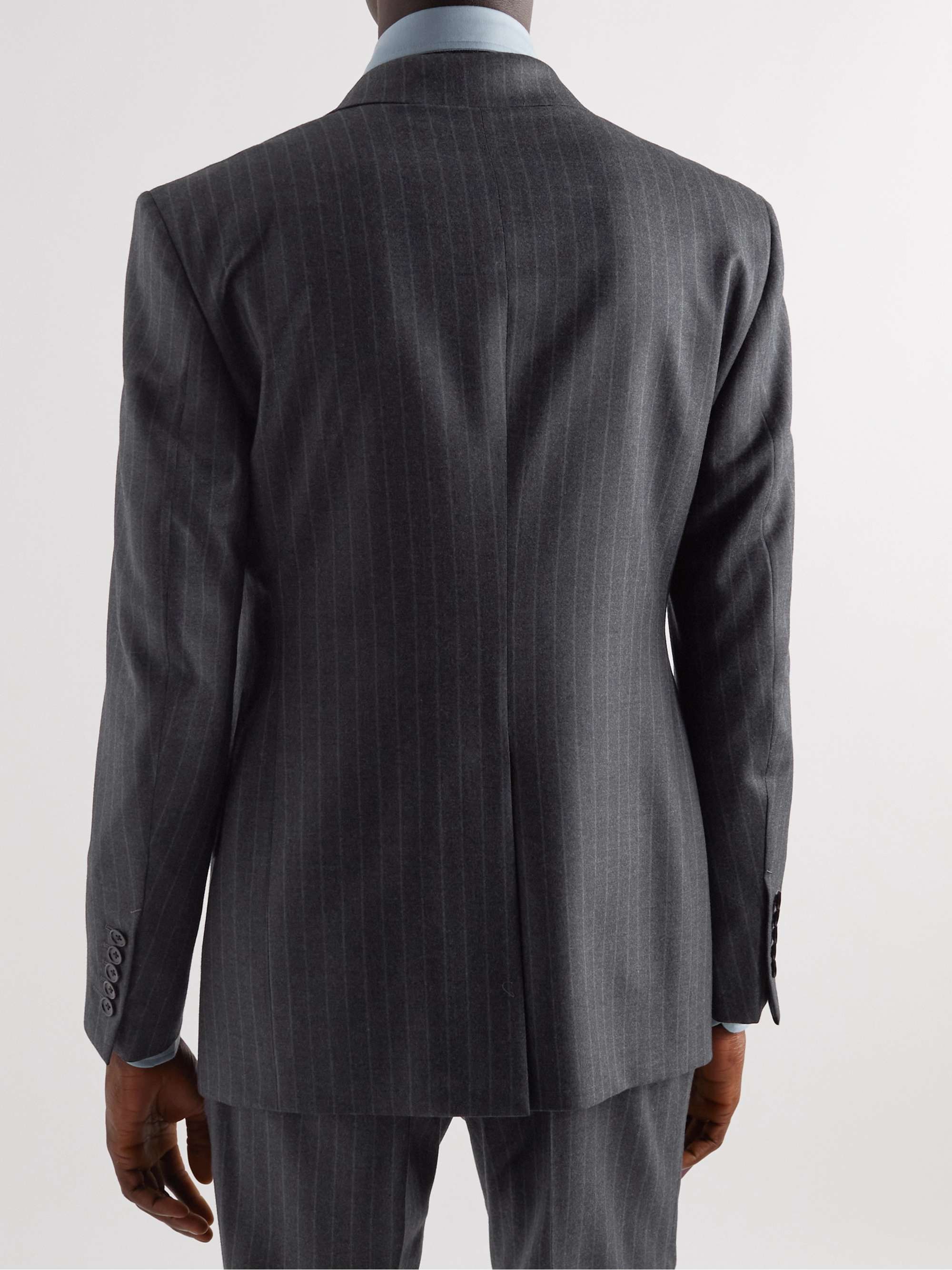 TOM FORD Double-Breasted Striped Wool and Silk-Blend Suit Jacket