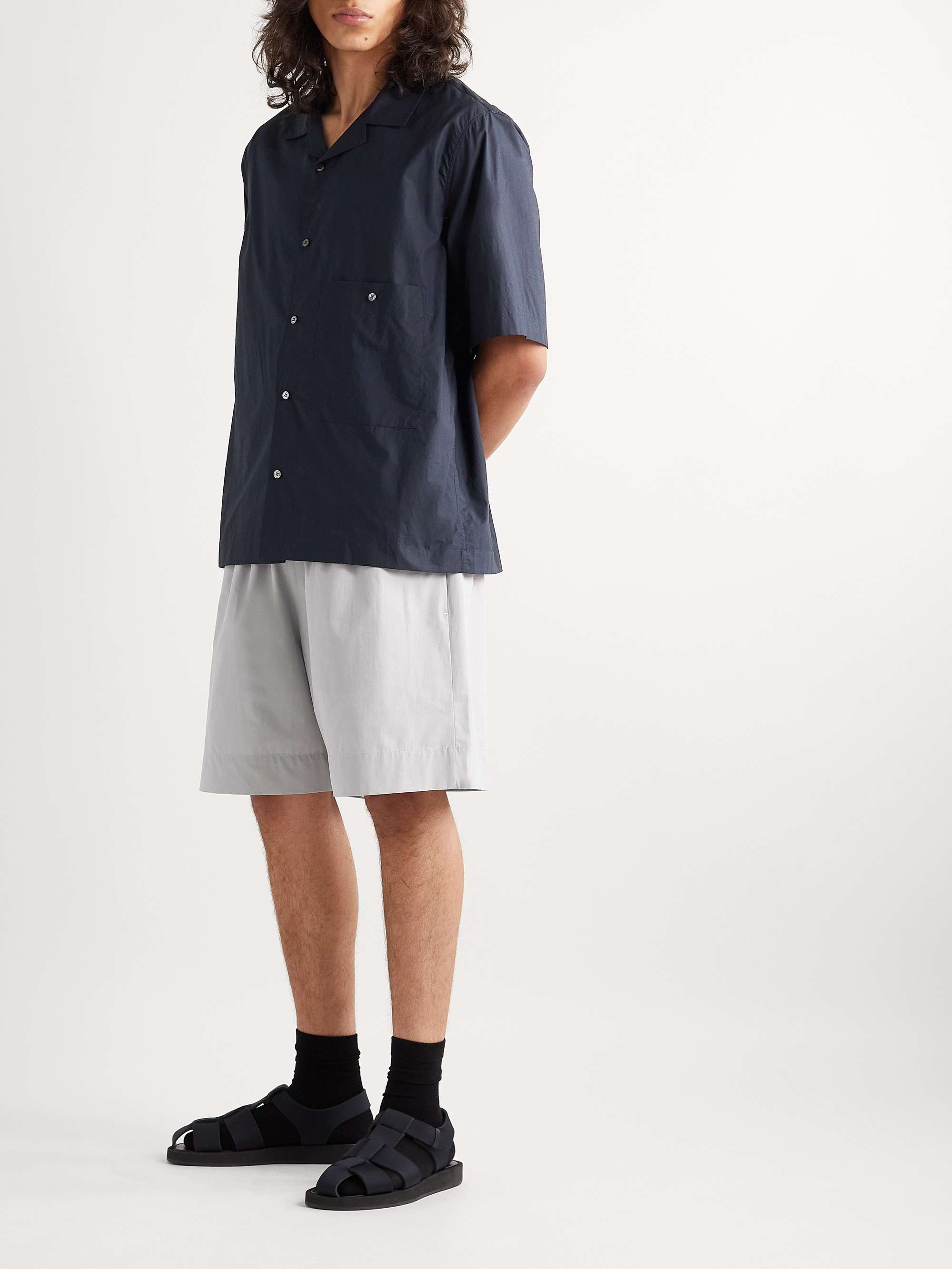 STUDIO NICHOLSON Kite Wide-Leg Cotton-Poplin Shorts