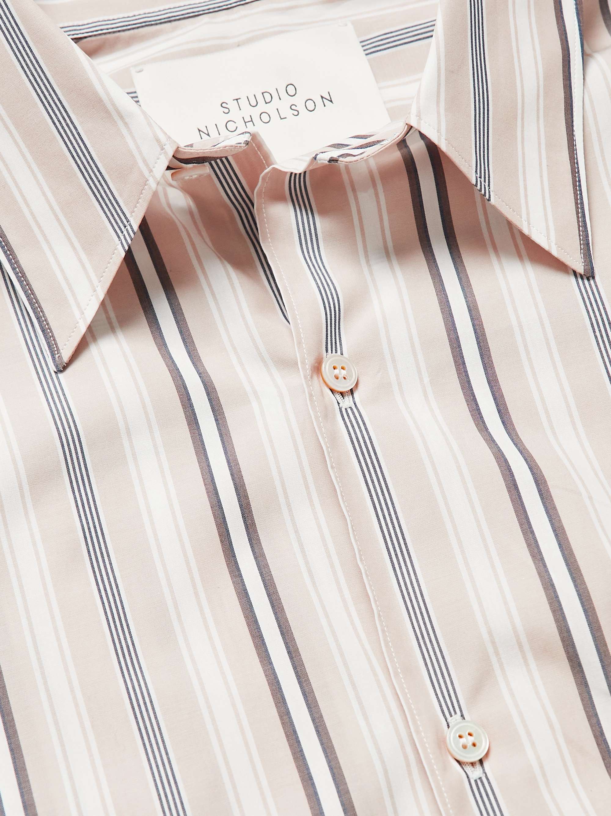 STUDIO NICHOLSON Sorono Striped Cotton-Poplin Shirt