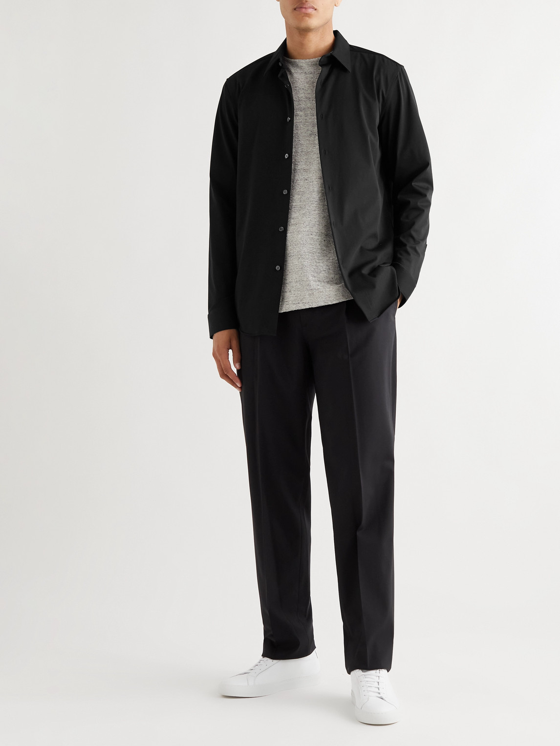 Shop Theory Sylvain Cotton-blend Shirt In Black
