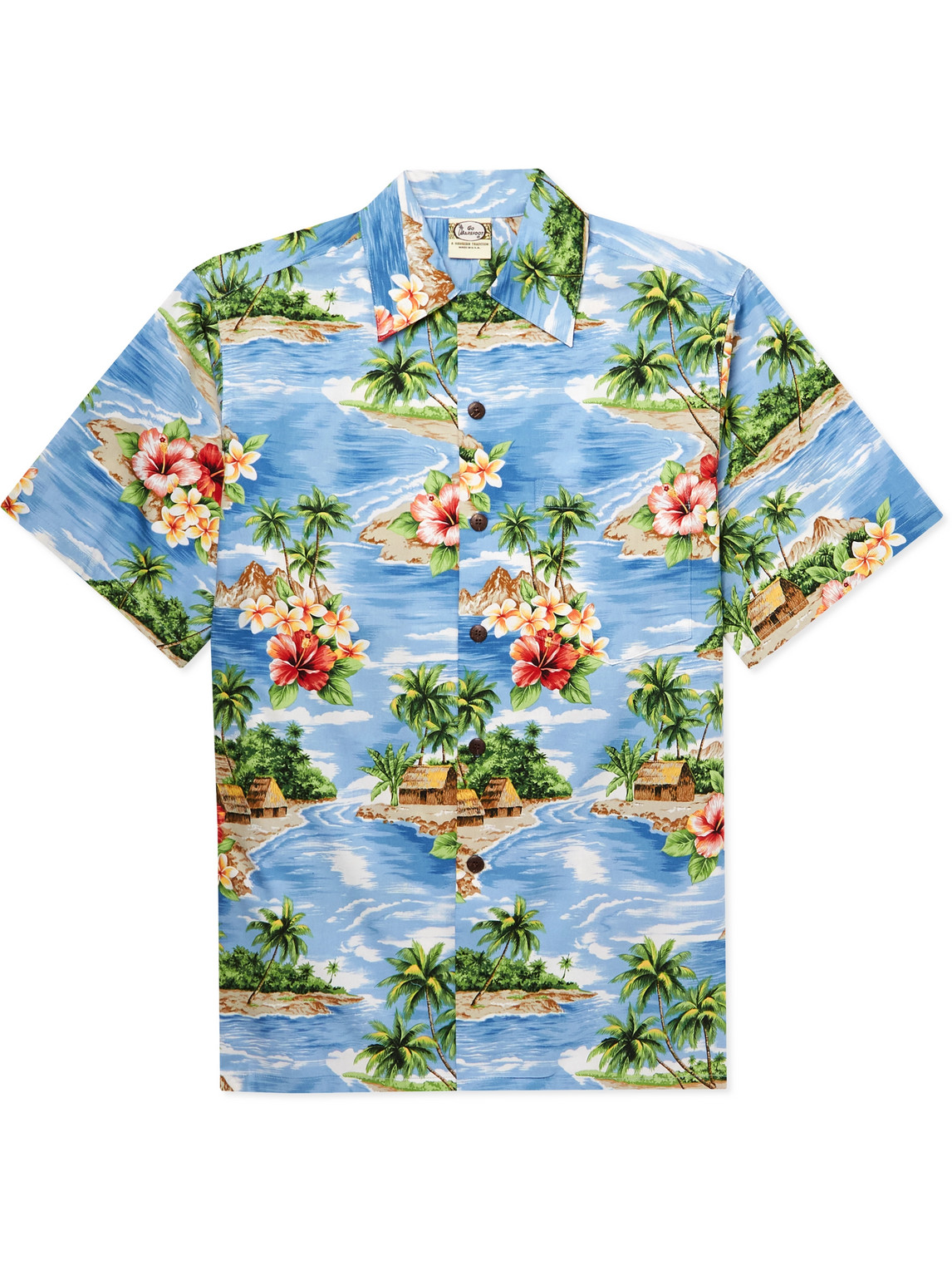 Camp-Collar Printed Cotton-Poplin Shirt