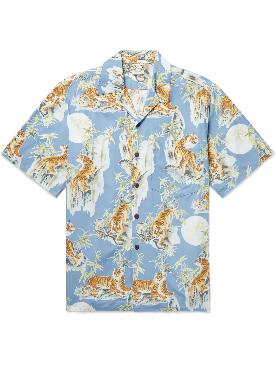 Tiger Convertible-Collar Printed Cotton-Blend Shirt