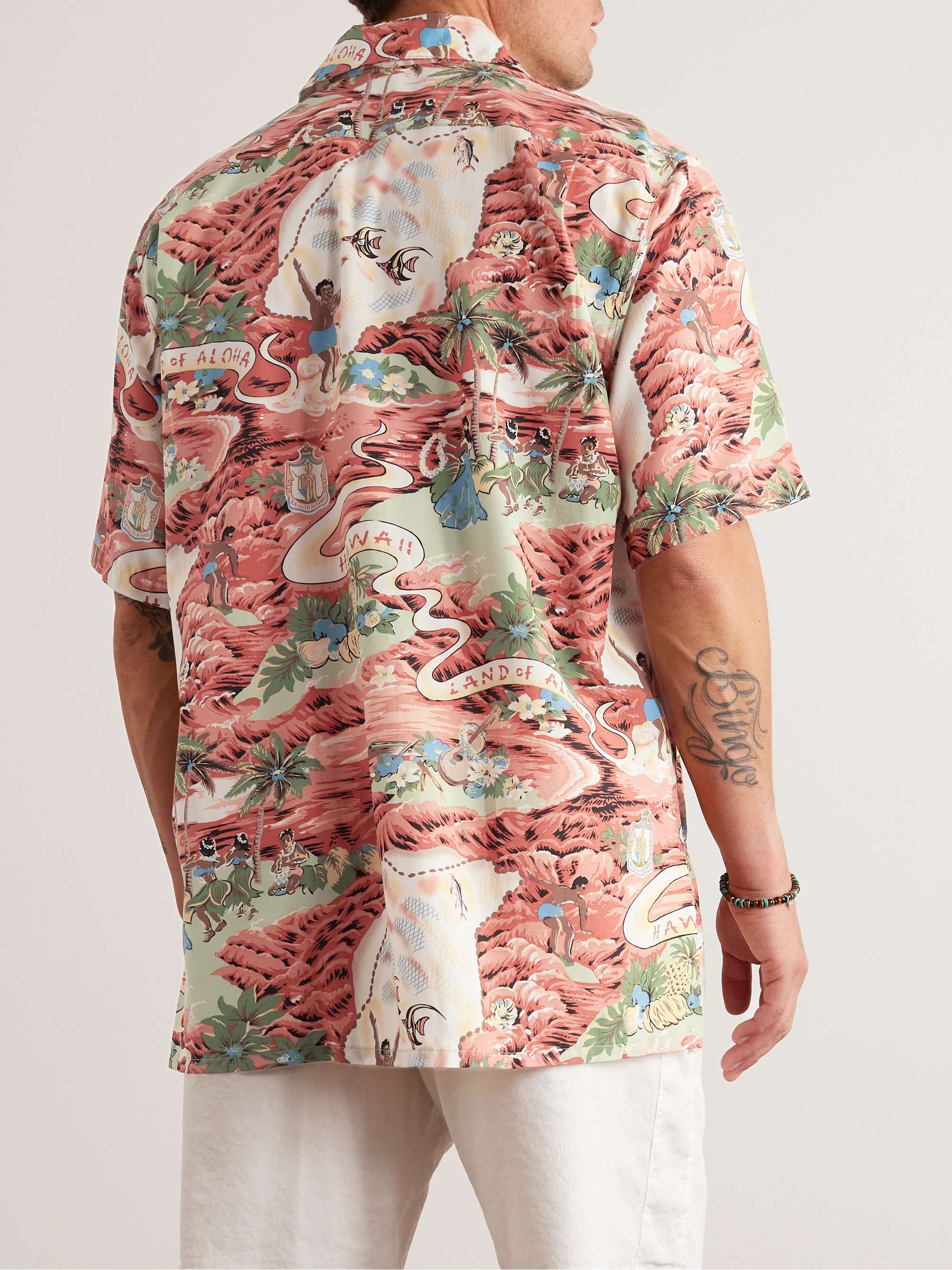GO BAREFOOT Convertible-Collar Printed Cotton-Blend Shirt