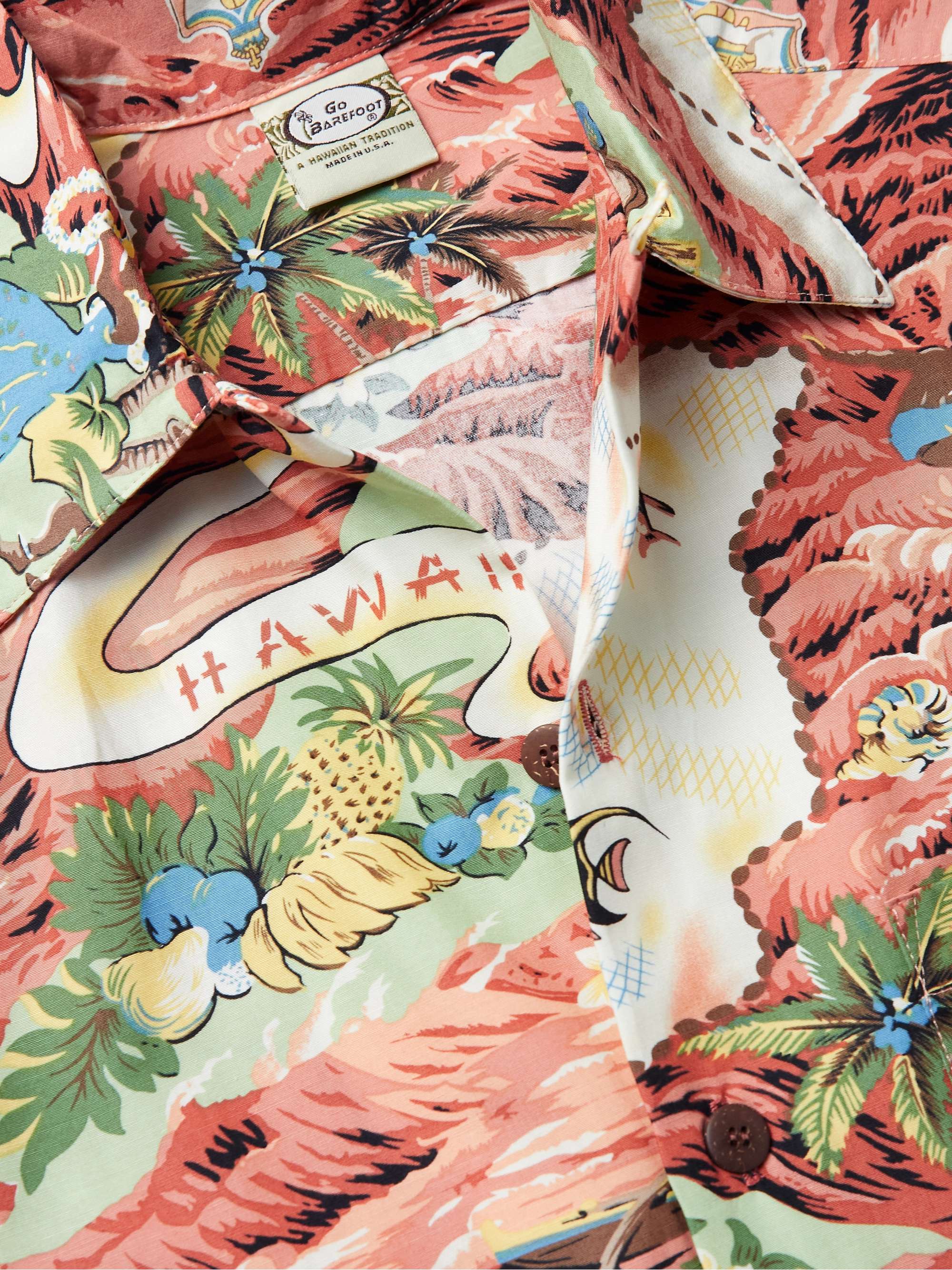 GO BAREFOOT Convertible-Collar Printed Cotton-Blend Shirt