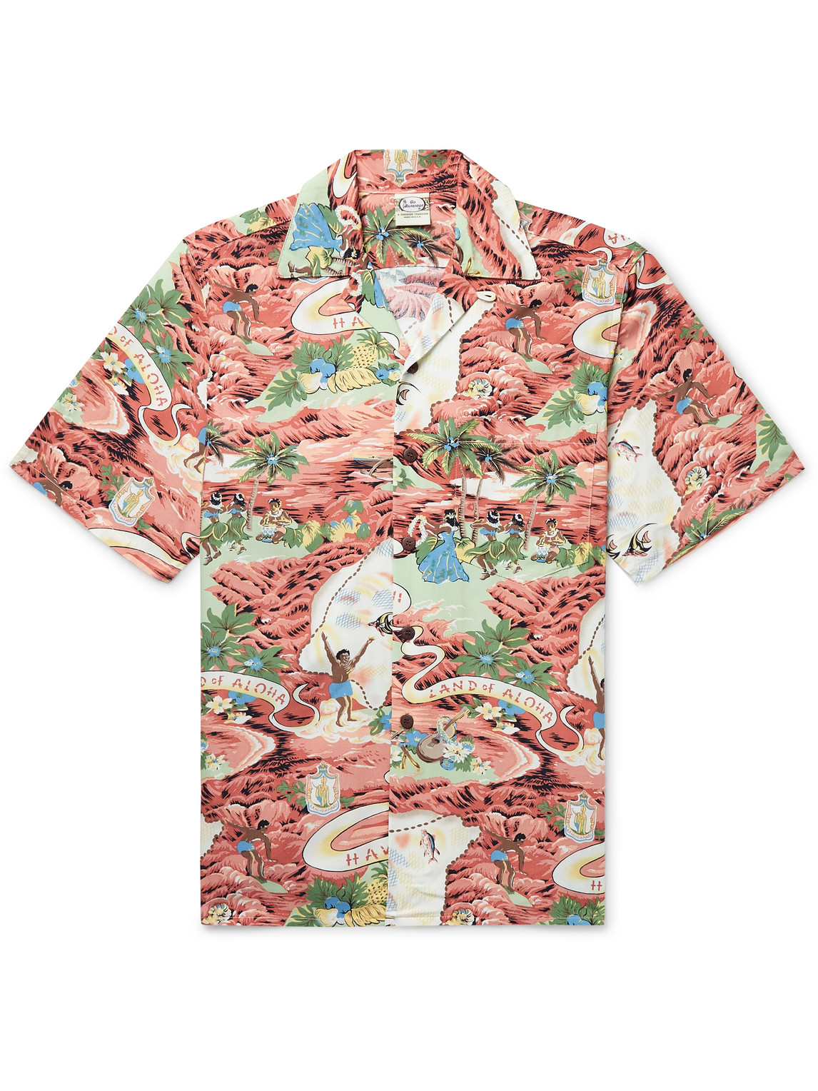 Convertible-Collar Printed Cotton-Blend Shirt