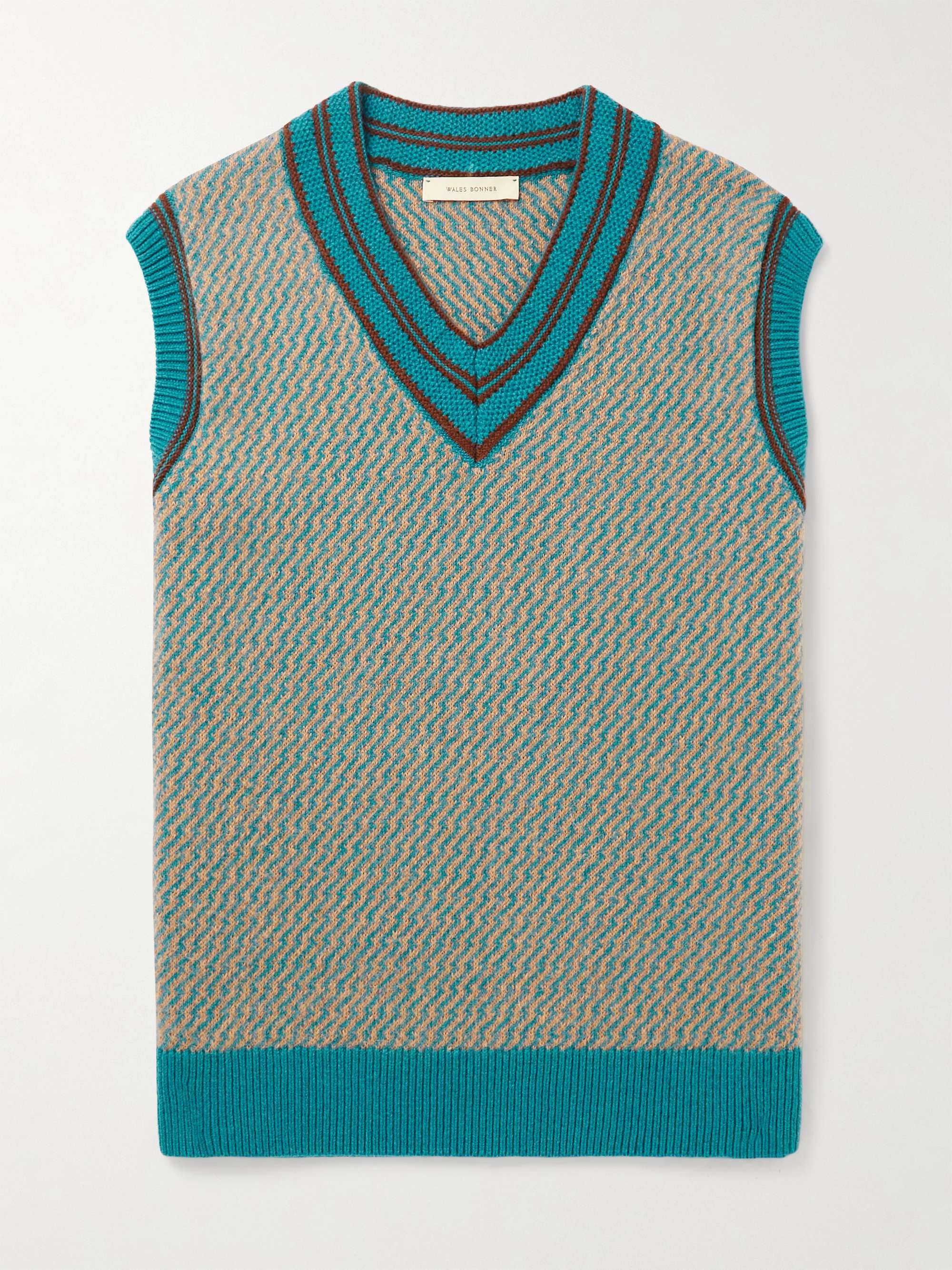 WALES BONNER Chorus Cashmere-Blend Jacquard Sweater Vest