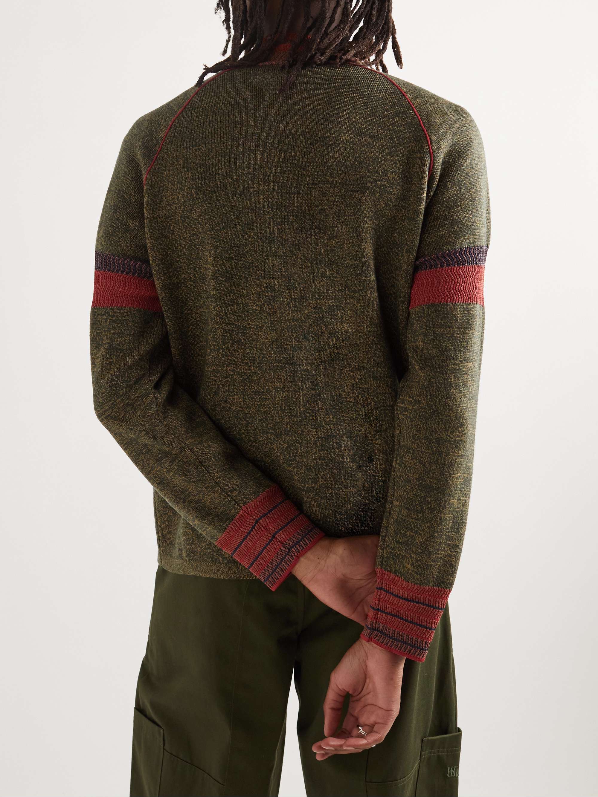 WALES BONNER Fusion Colour-Block Wool-Blend Zip-Up Sweater