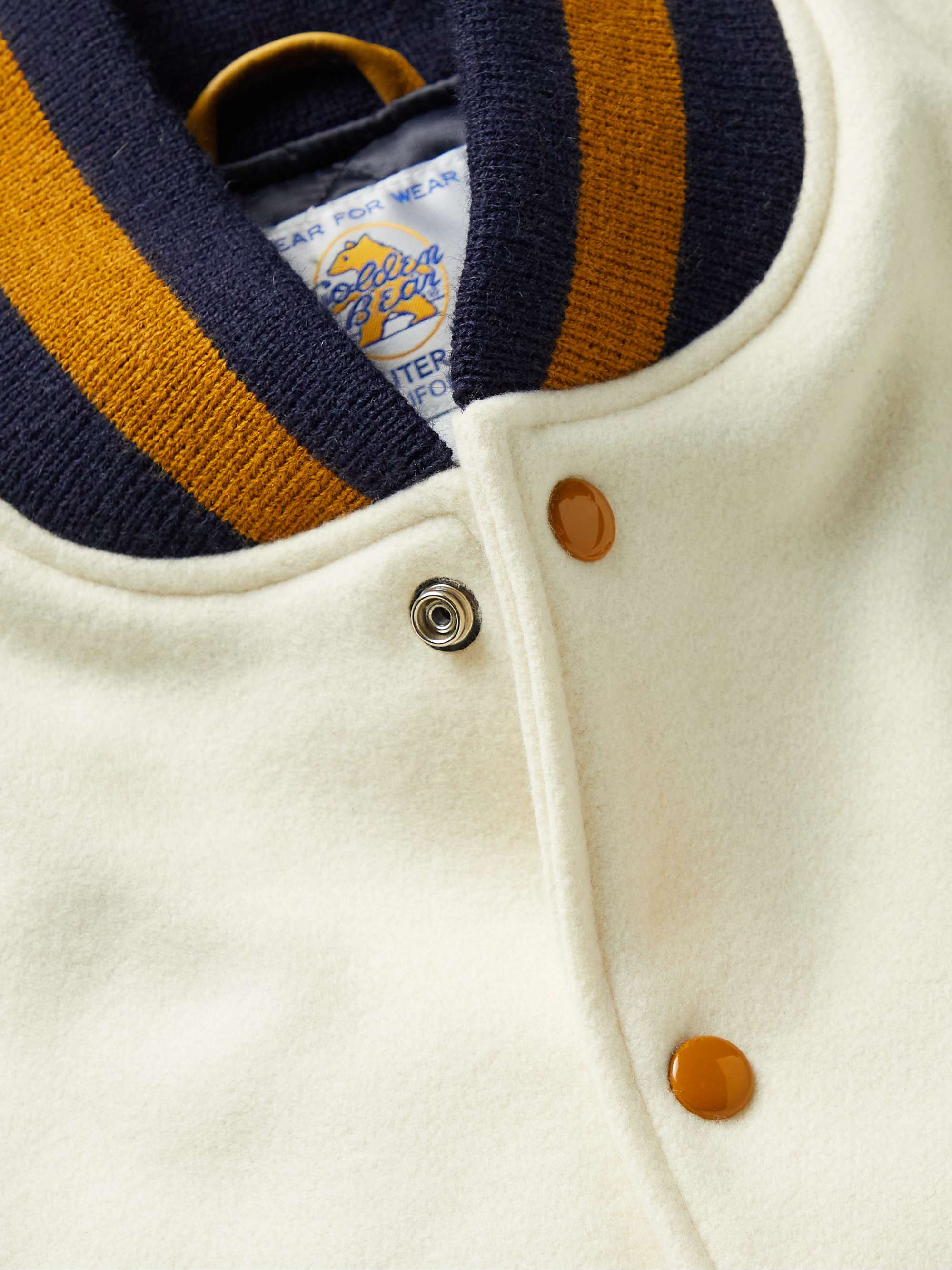 GOLDEN BEAR The Albany Logo-Appliqued Wool-Blend and Leather Bomber Jacket