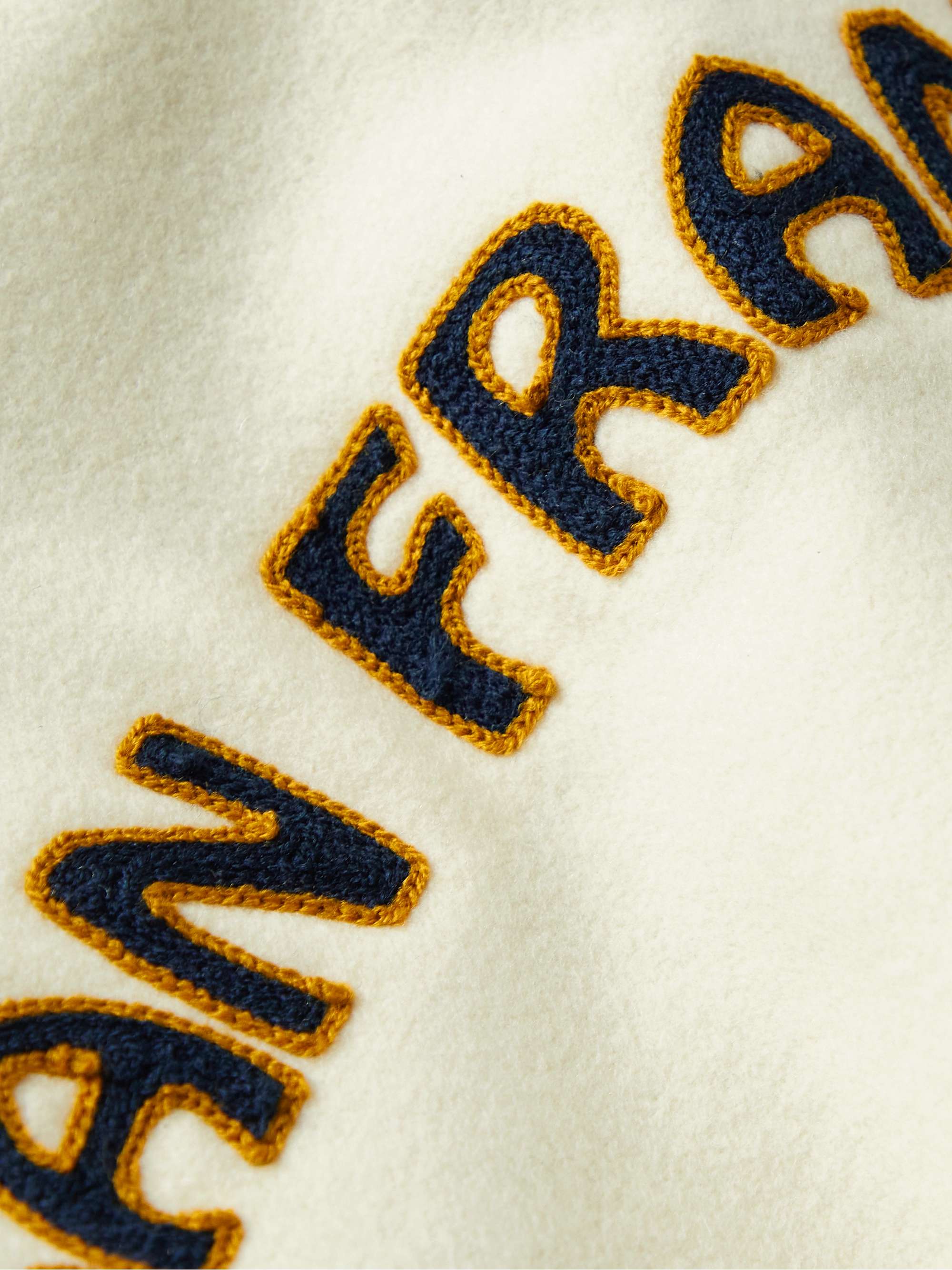 GOLDEN BEAR The Albany Logo-Appliqued Wool-Blend and Leather Bomber Jacket