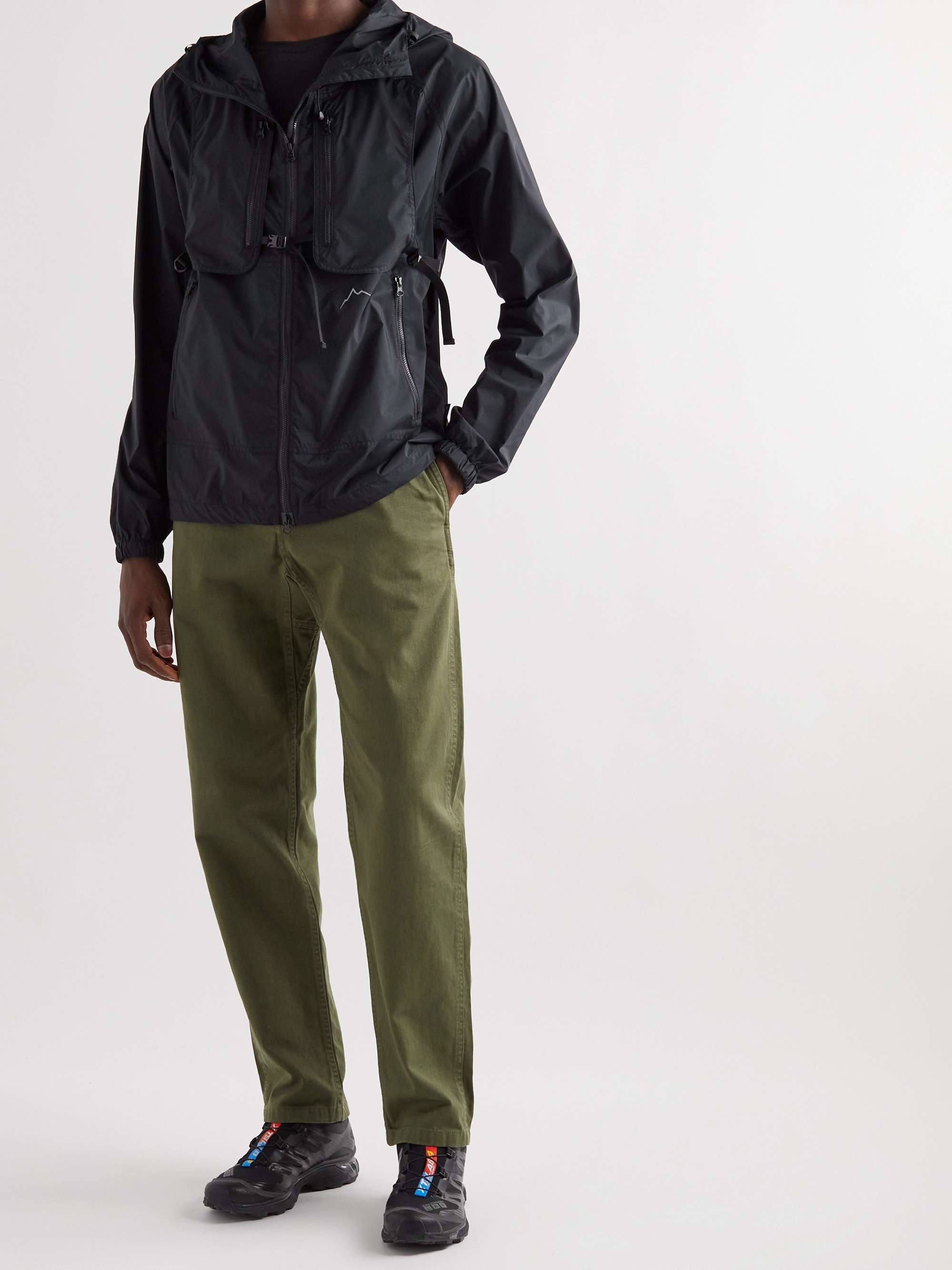 CAYL Logo-Print Buckled Nylon-Ripstop Hooded Jacket