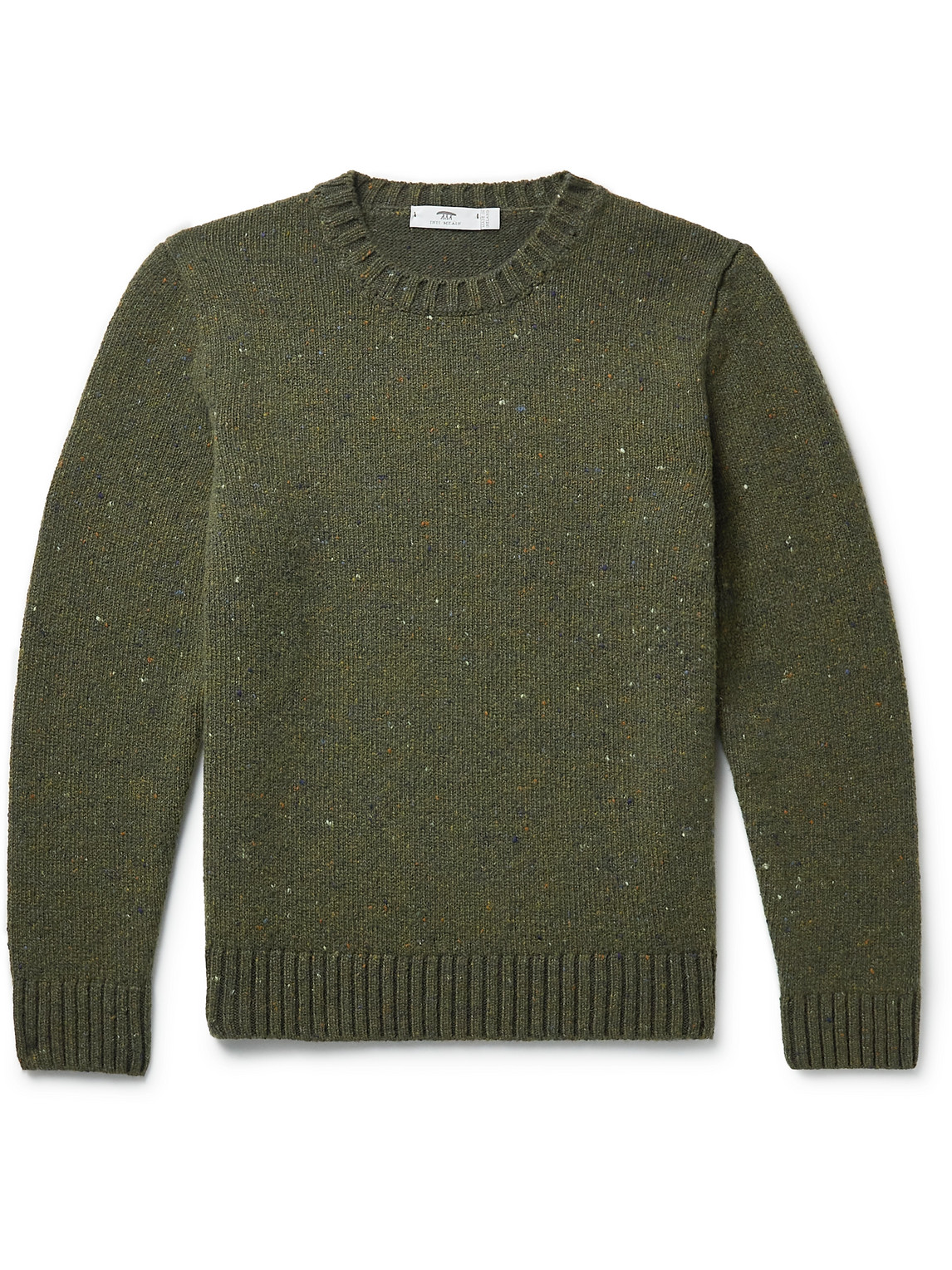Inis Meain Donegal Merino Wool And Cashmere-blend Sweater In Green