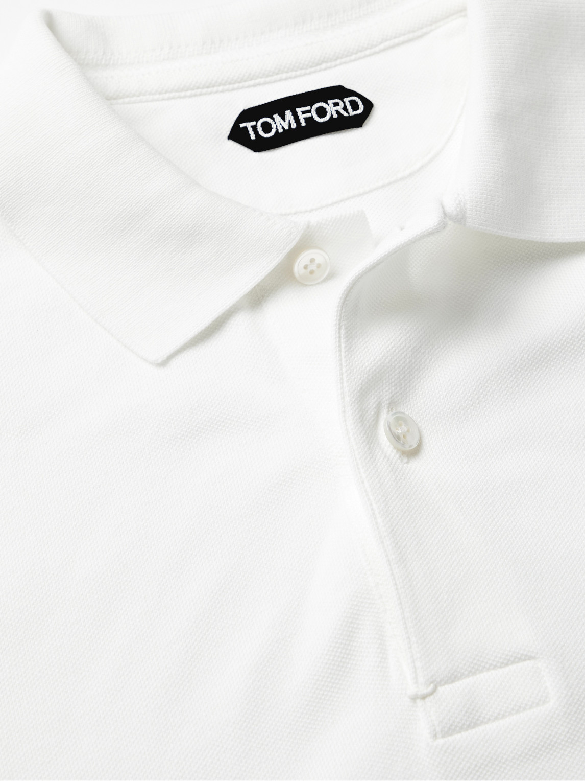 Shop Tom Ford Cotton-piqué Polo Shirt In White