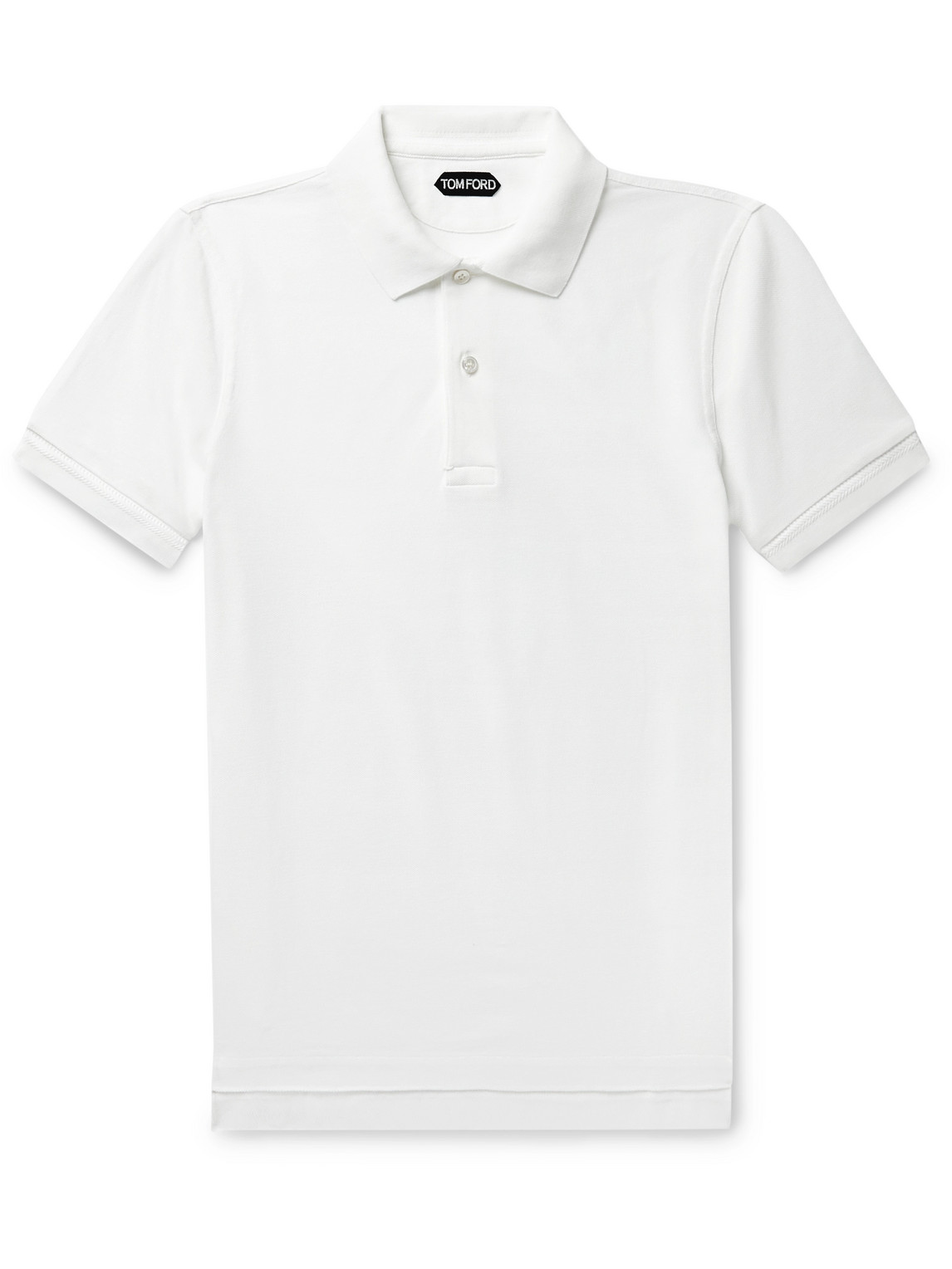 Shop Tom Ford Cotton-piqué Polo Shirt In White