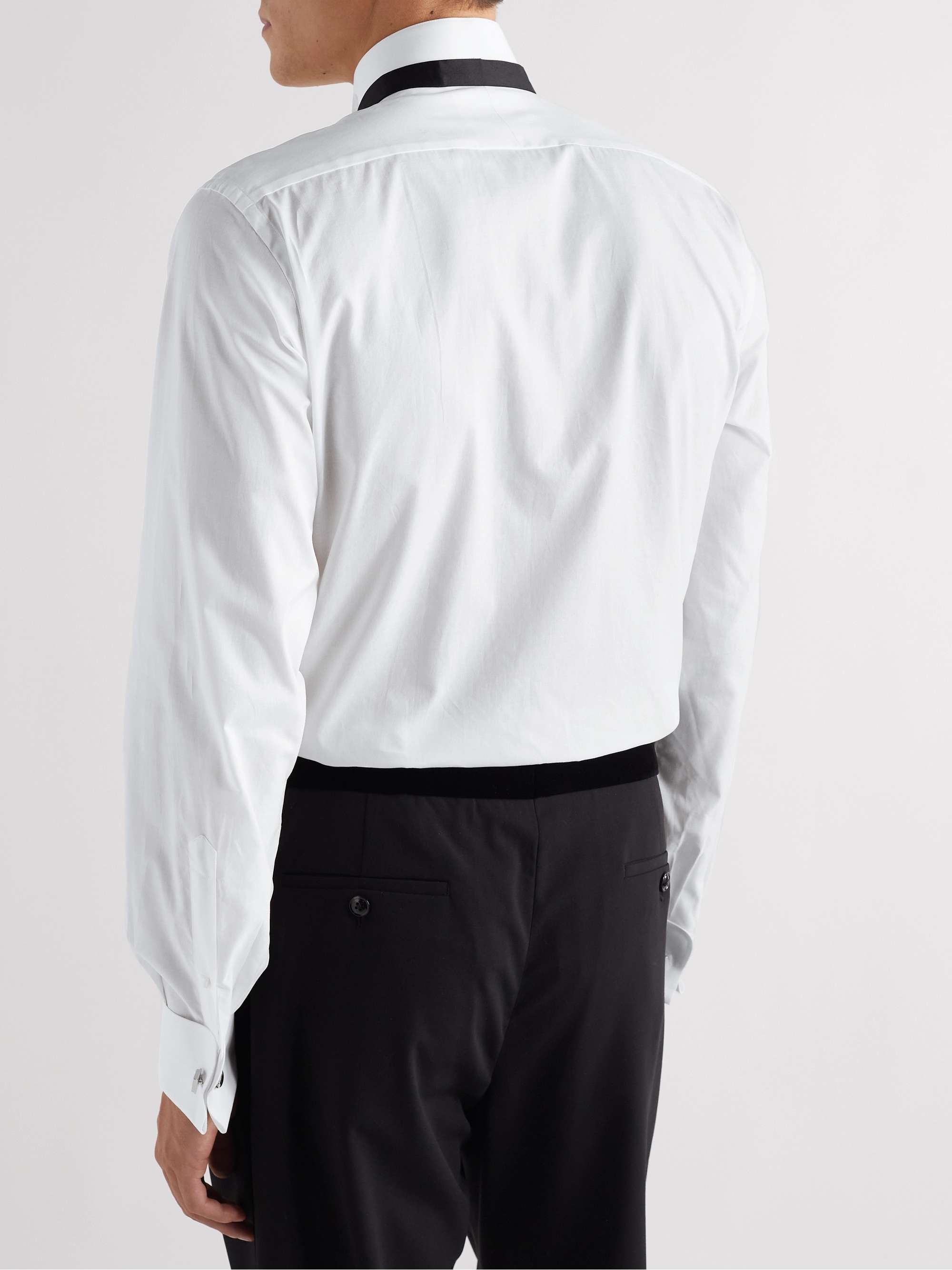 TOM FORD Wing-Collar Bib-Front Cotton-Poplin Tuxedo Shirt