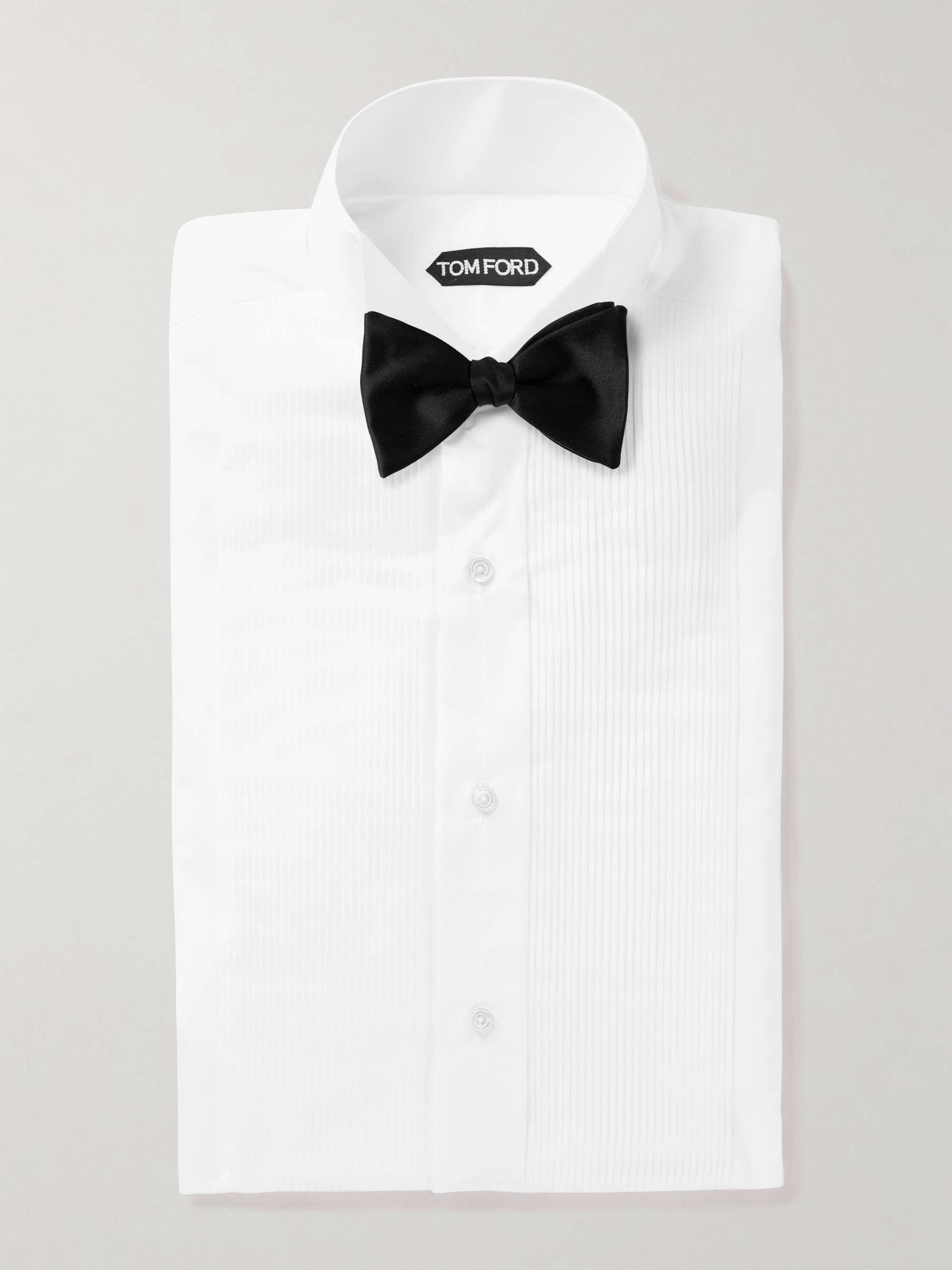 TOM FORD Wing-Collar Bib-Front Cotton-Poplin Tuxedo Shirt