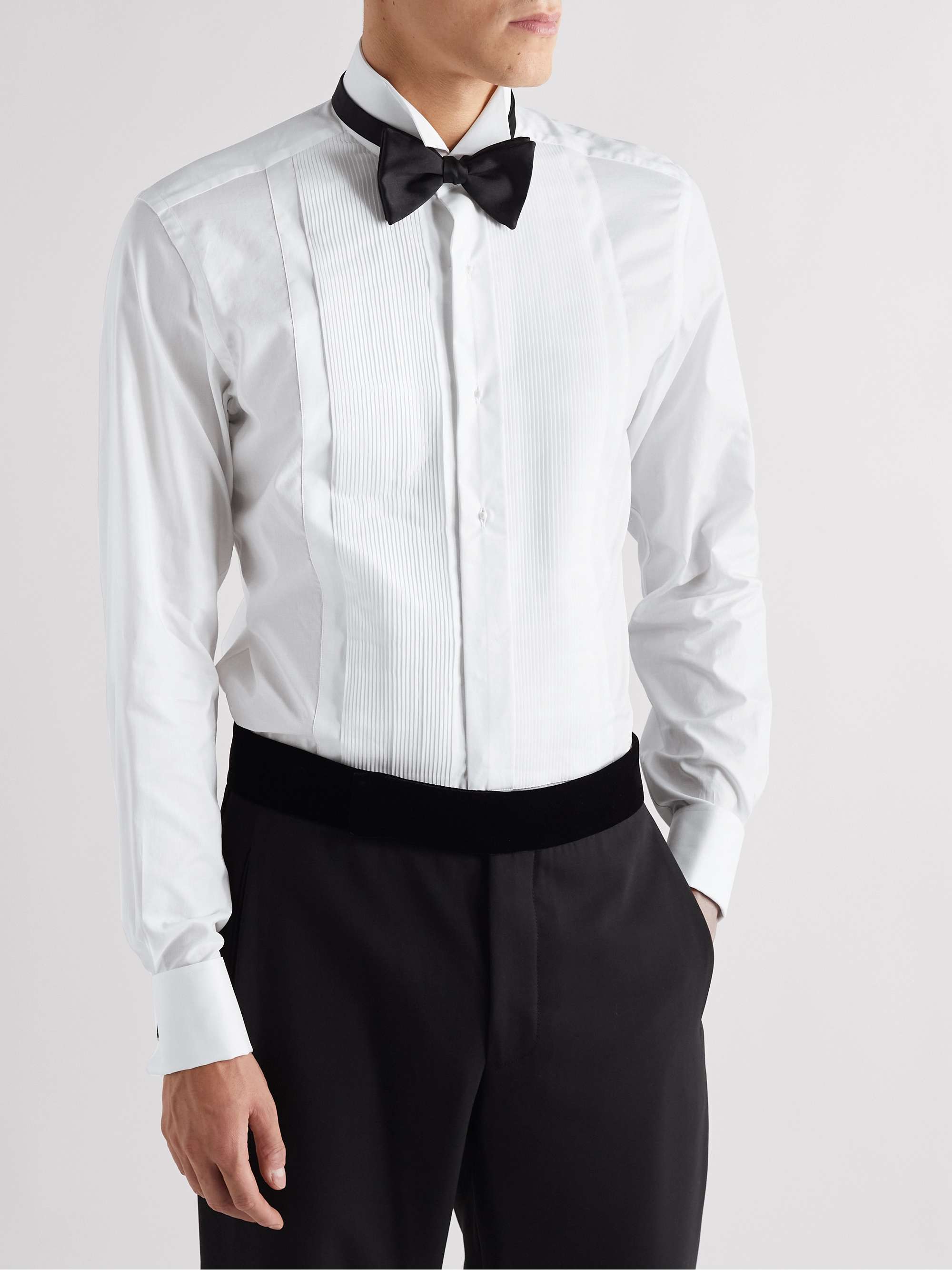 TOM FORD Wing-Collar Bib-Front Cotton-Poplin Tuxedo Shirt