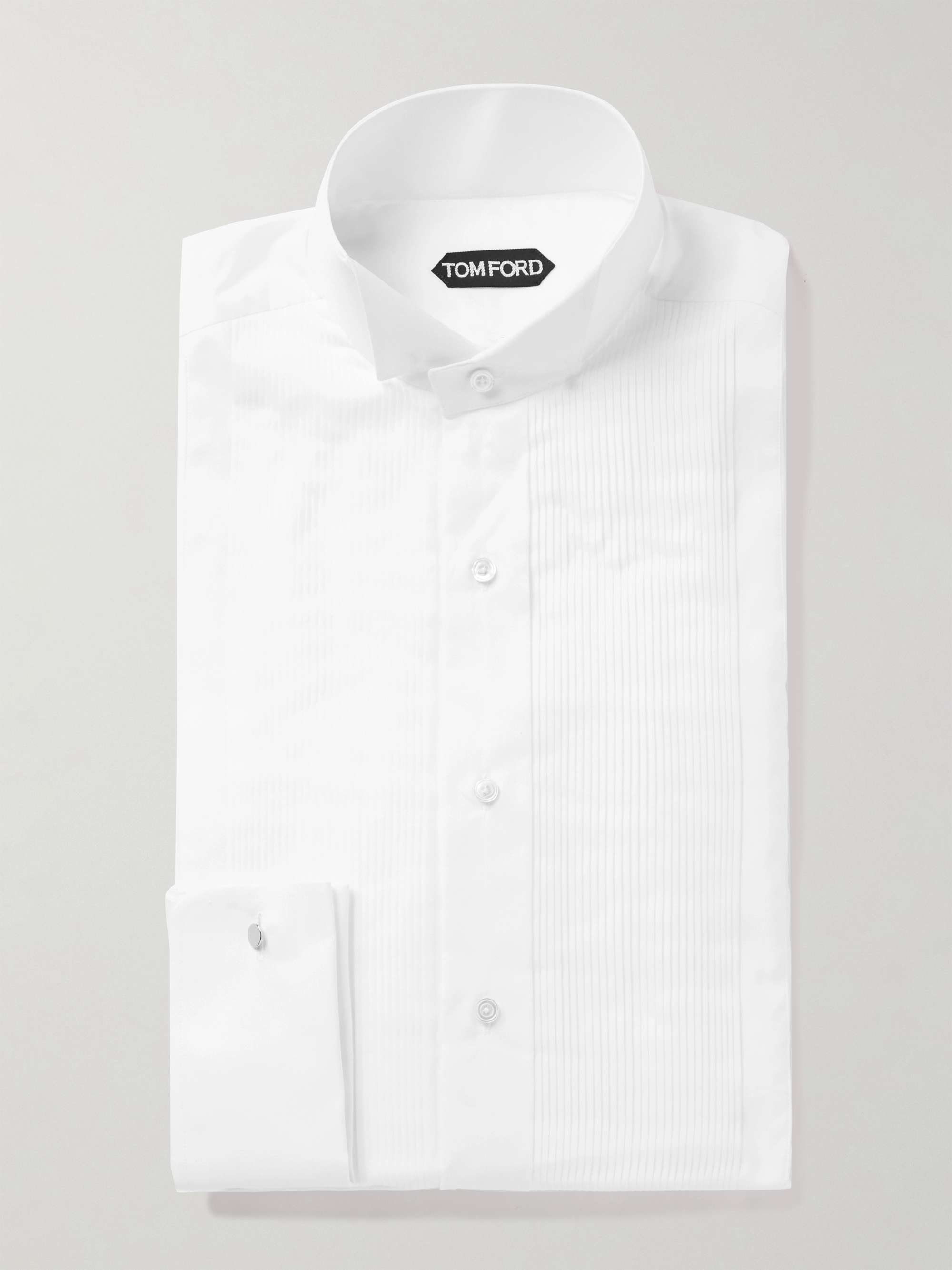 TOM FORD Wing-Collar Bib-Front Cotton-Poplin Tuxedo Shirt