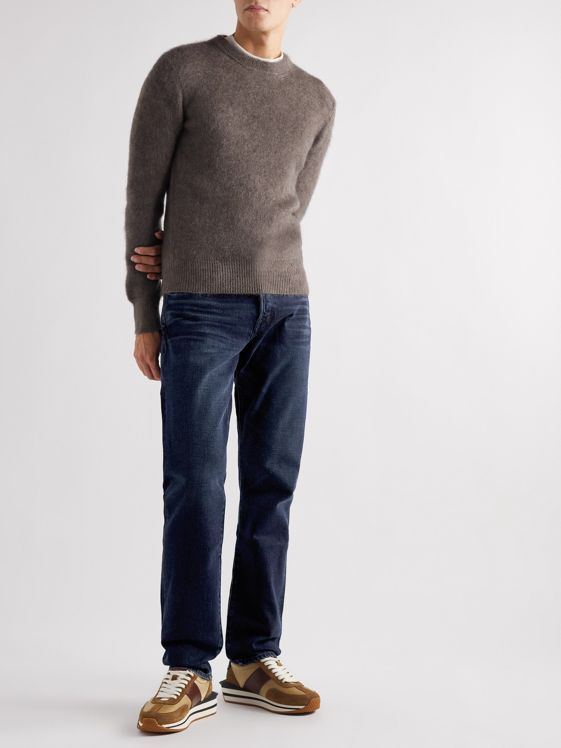 Shop Tom Ford Straight-leg Garment-dyed Selvedge Jeans In Blue