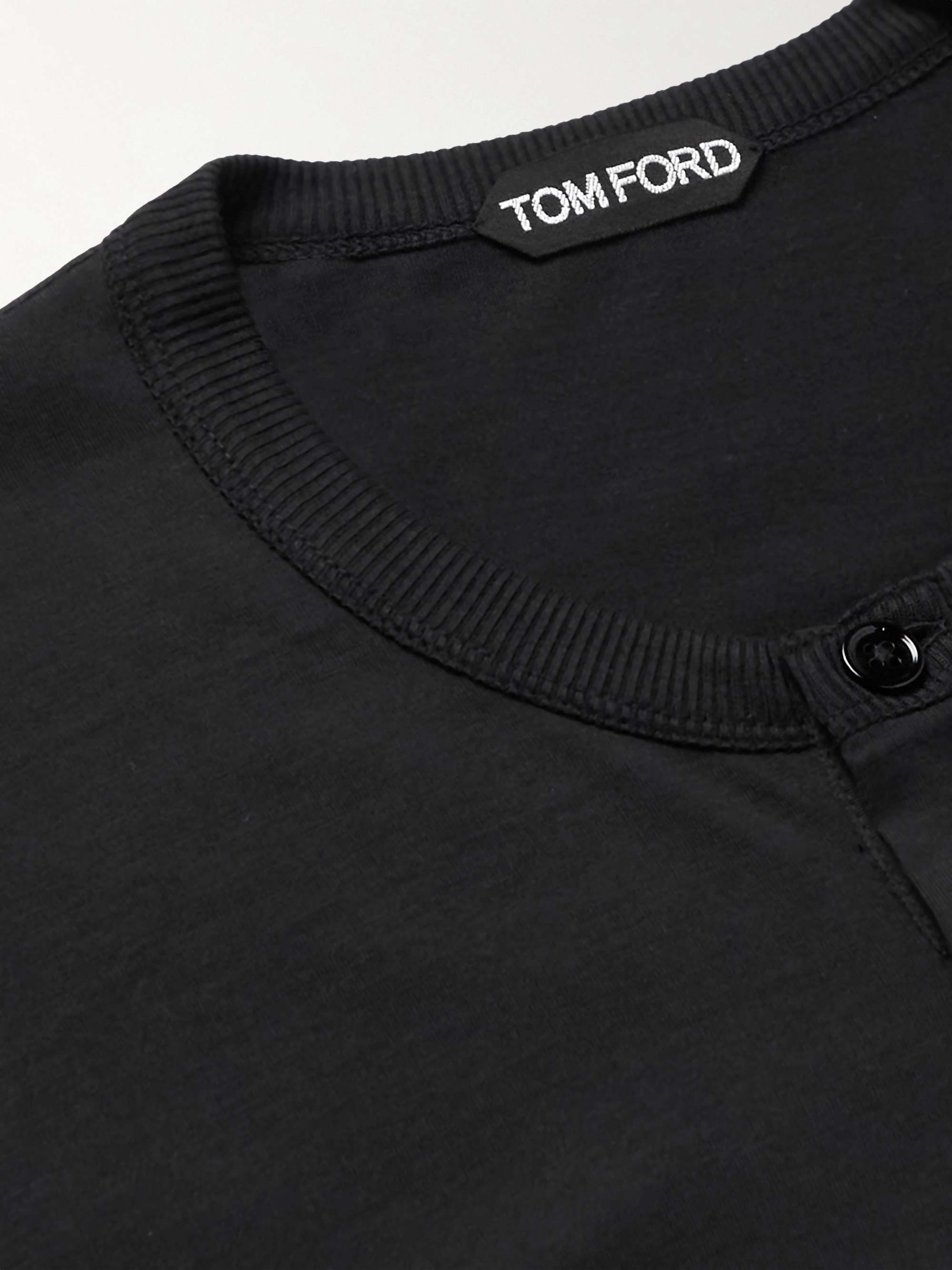 TOM FORD Silk and Cotton-Blend Jersey Henley T-Shirt