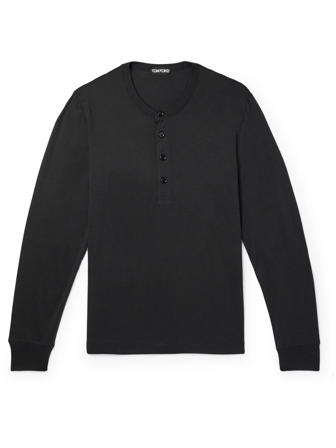 Tom Ford Silk And Cotton-blend Henley T-shirt In Black