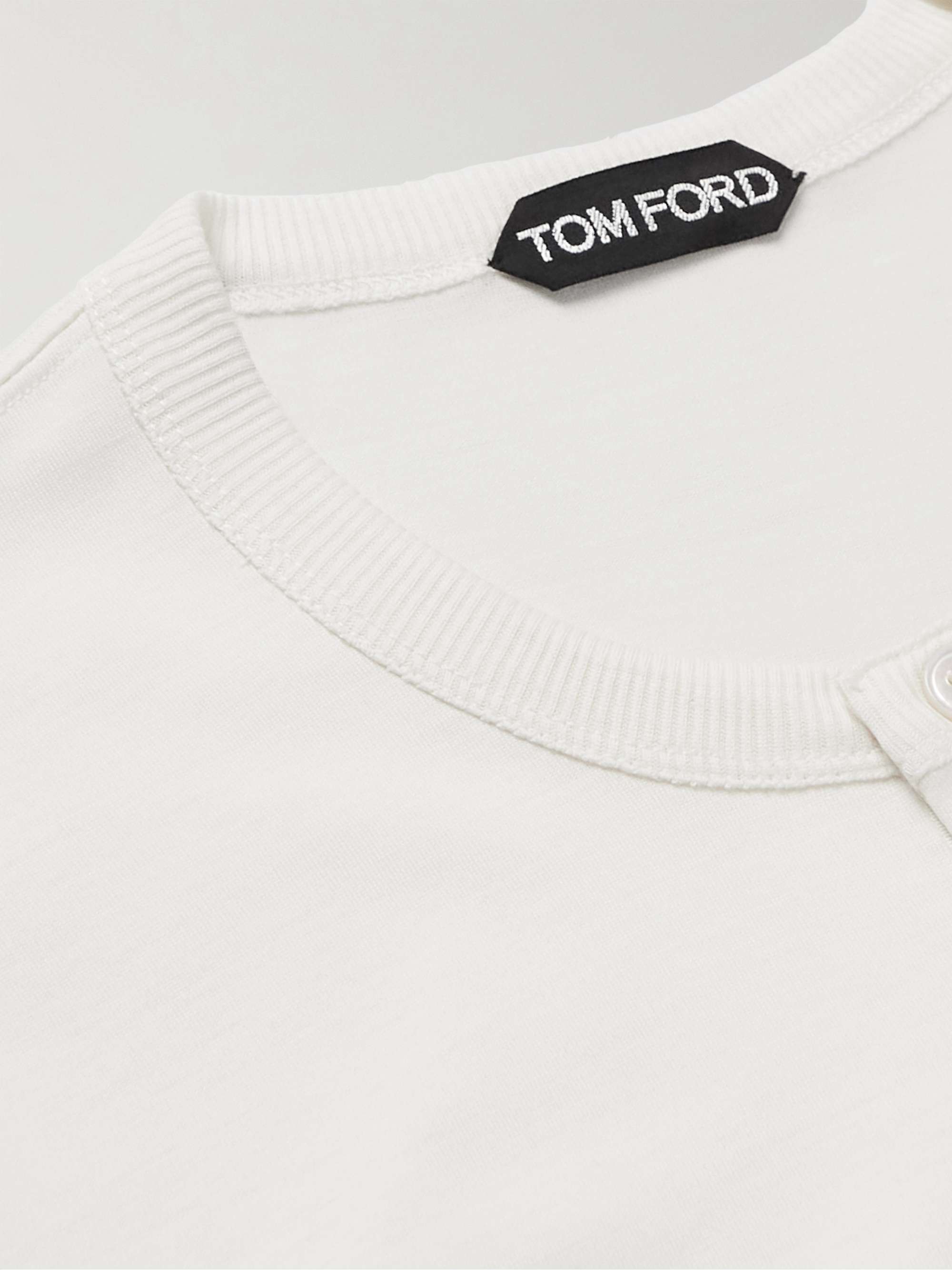 TOM FORD Silk and Cotton-Blend Jersey Henley T-Shirt