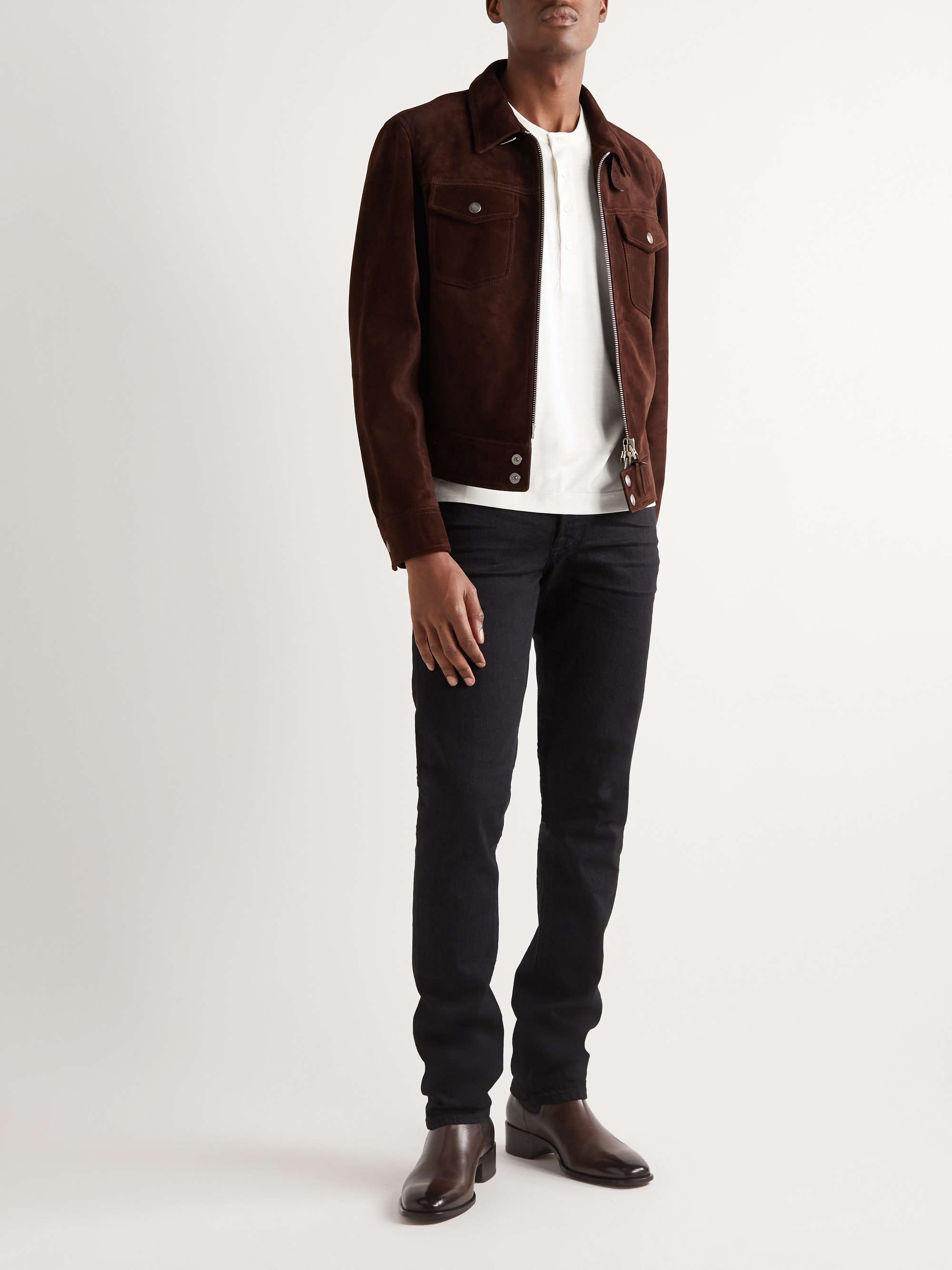 TOM FORD Silk and Cotton-Blend Jersey Henley T-Shirt