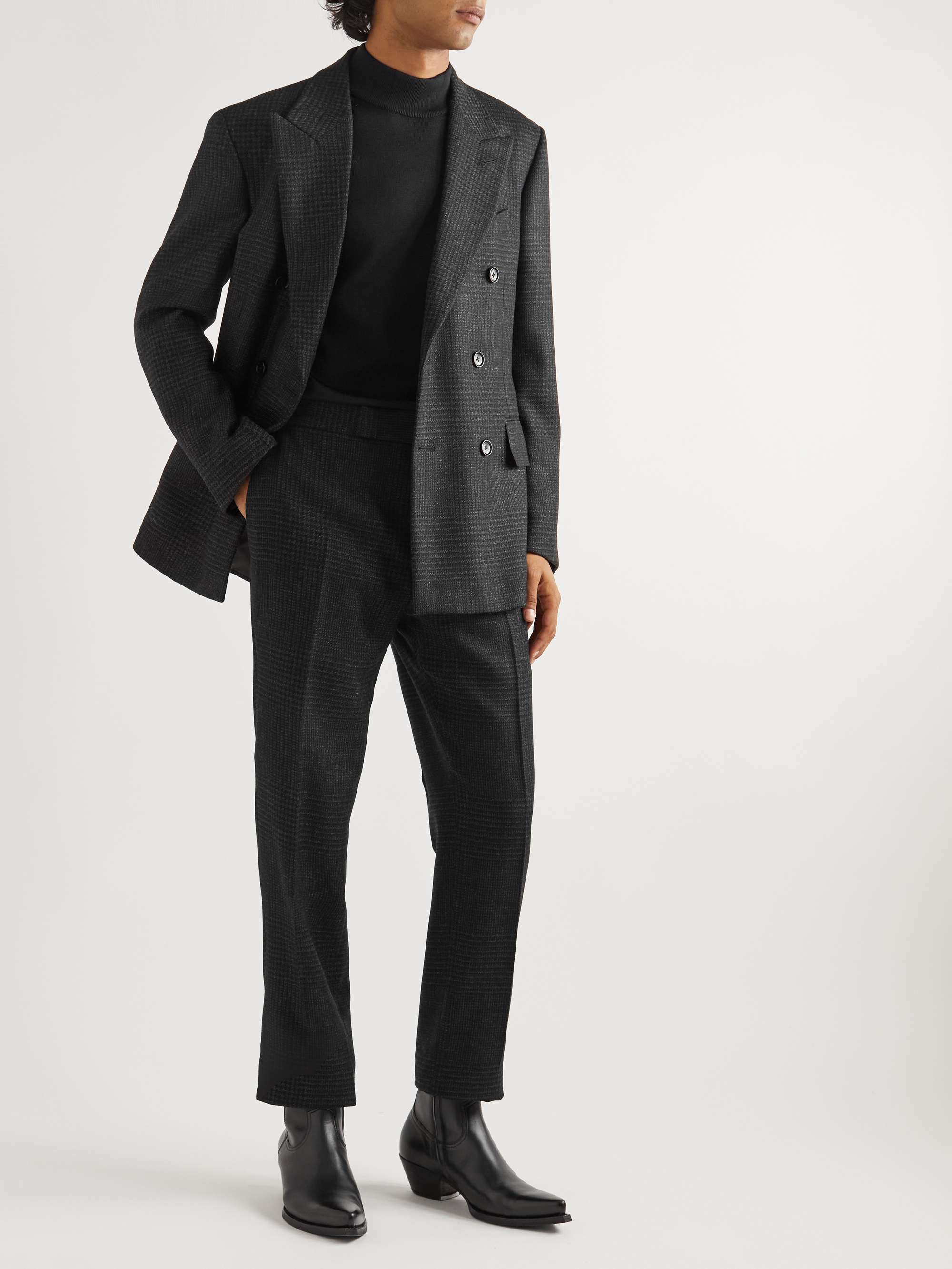 TOM FORD Cooper Straight-Leg Checked Wool, Mohair and Cashmere-Blend Suit  Trousers | MR PORTER