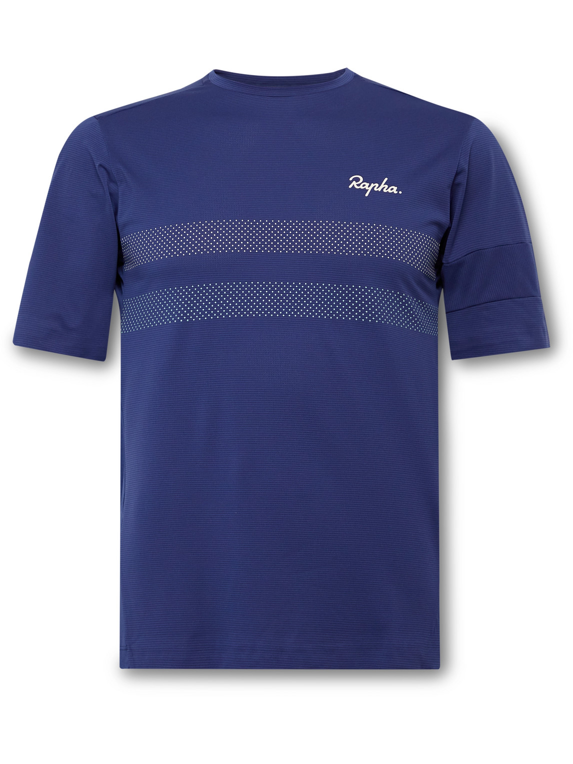 Rapha Explore Technical Striped Stretch-mesh T-shirt In Blue