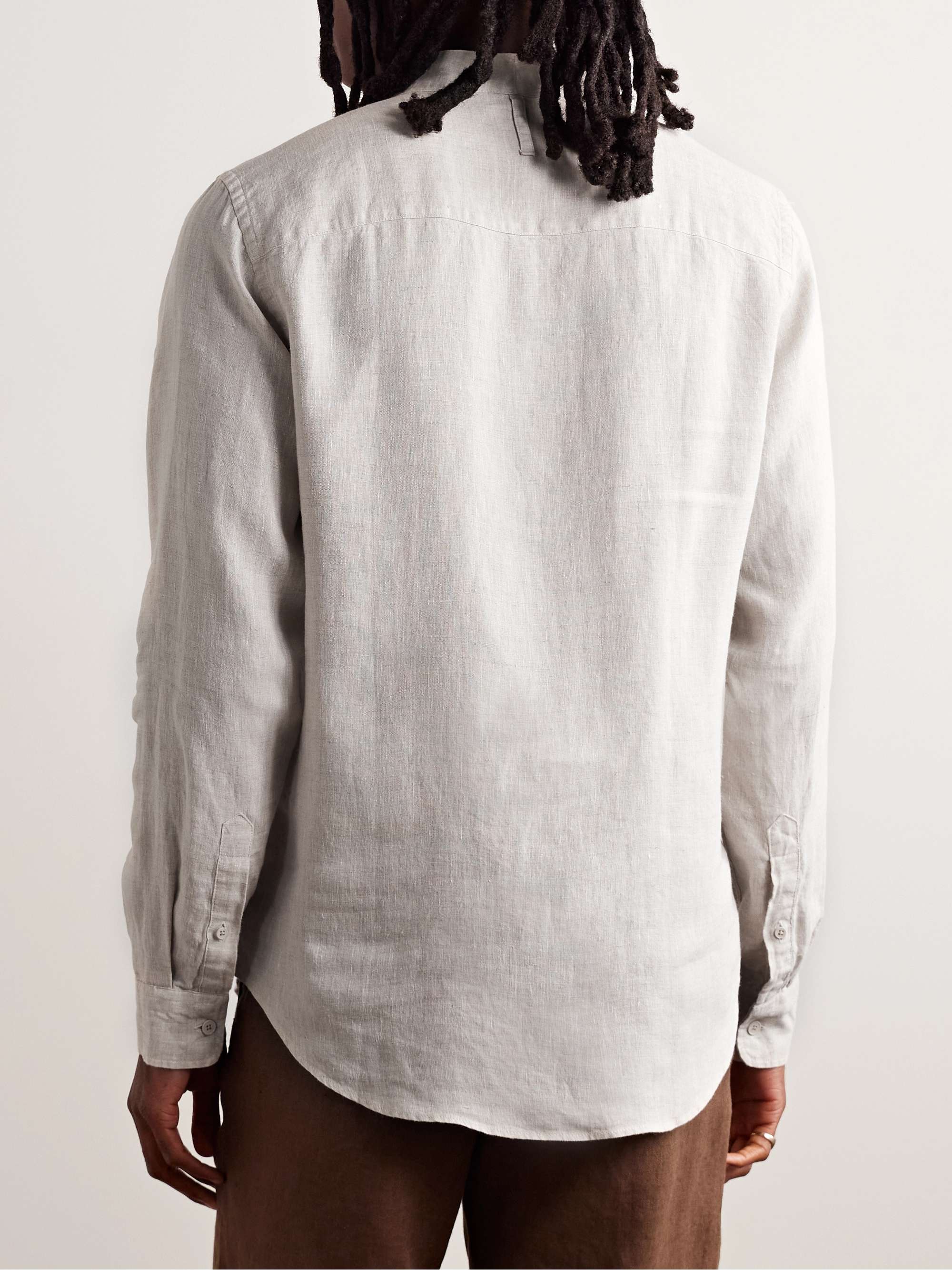 NN07 Eddie Grandad-Collar Linen Shirt