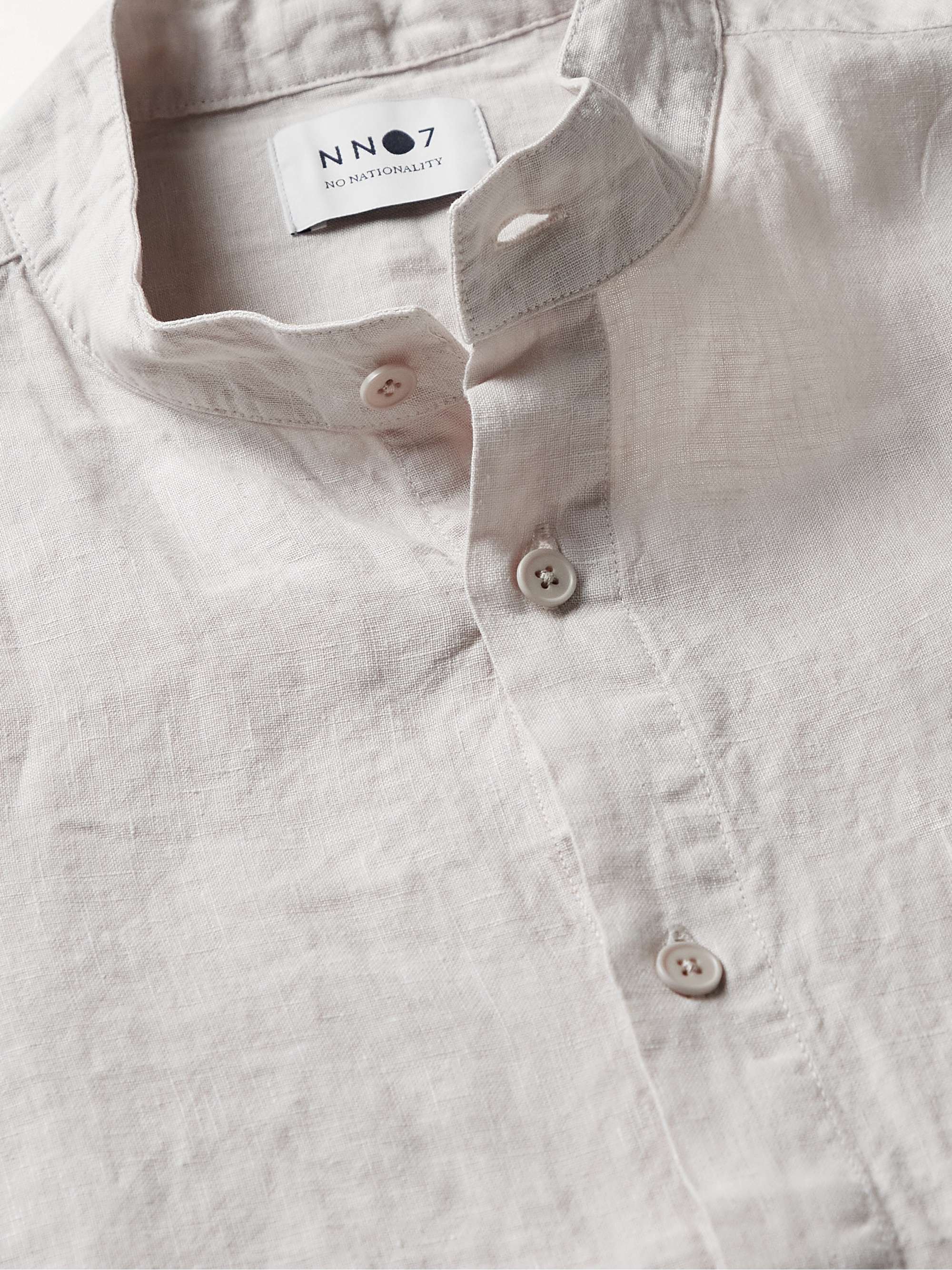 NN07 Eddie Grandad-Collar Linen Shirt
