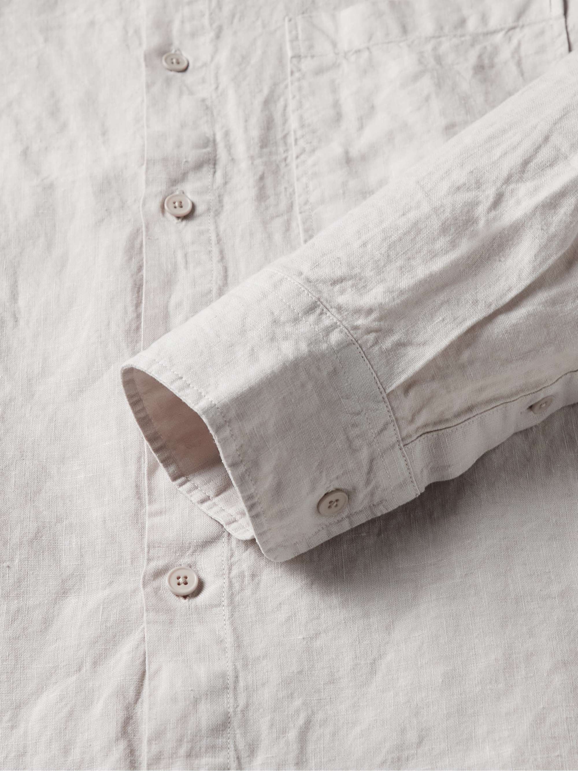 NN07 Eddie Grandad-Collar Linen Shirt