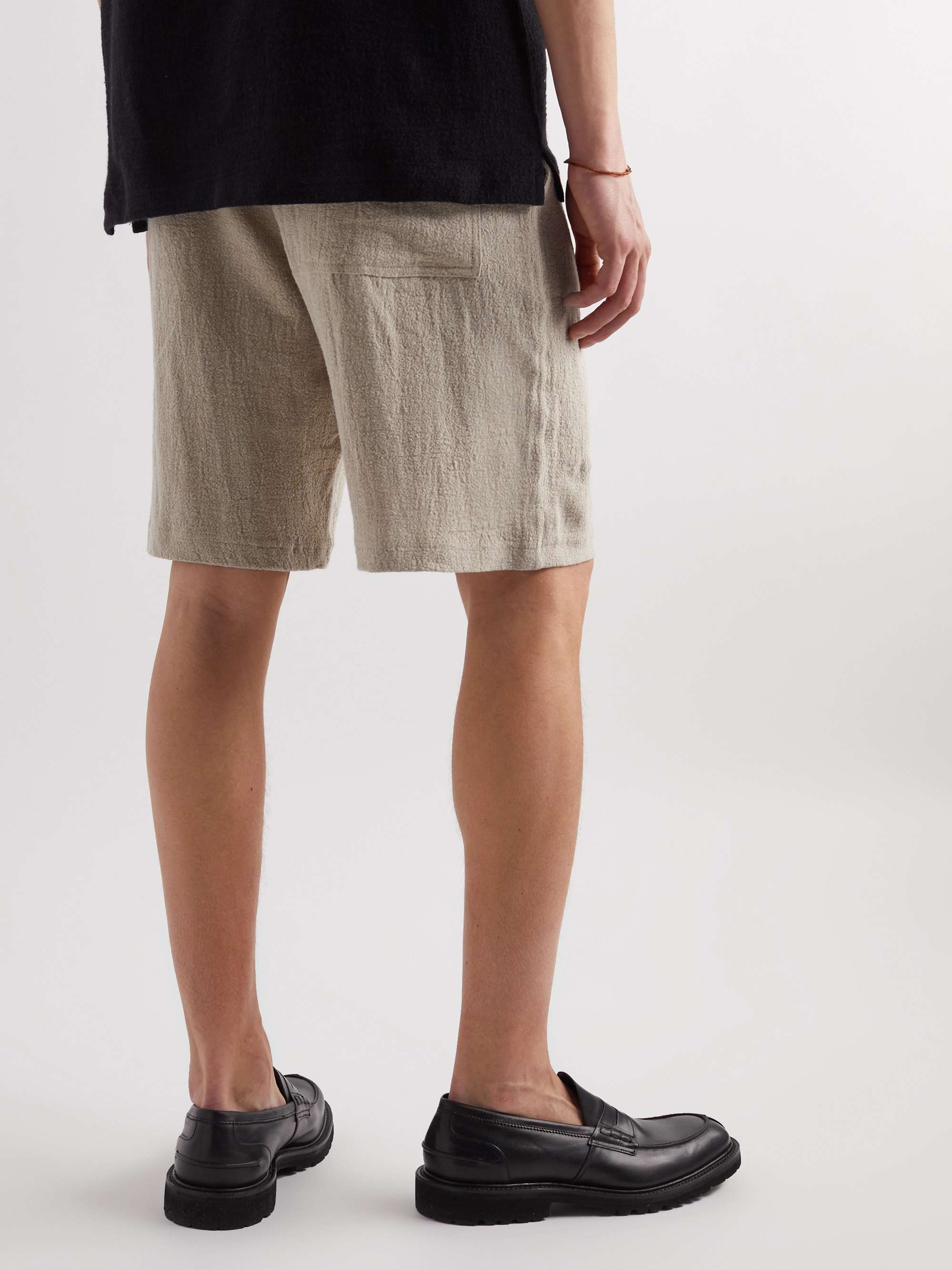 NN07 Jerry Straight-Leg Linen-Gauze Drawstring Shorts