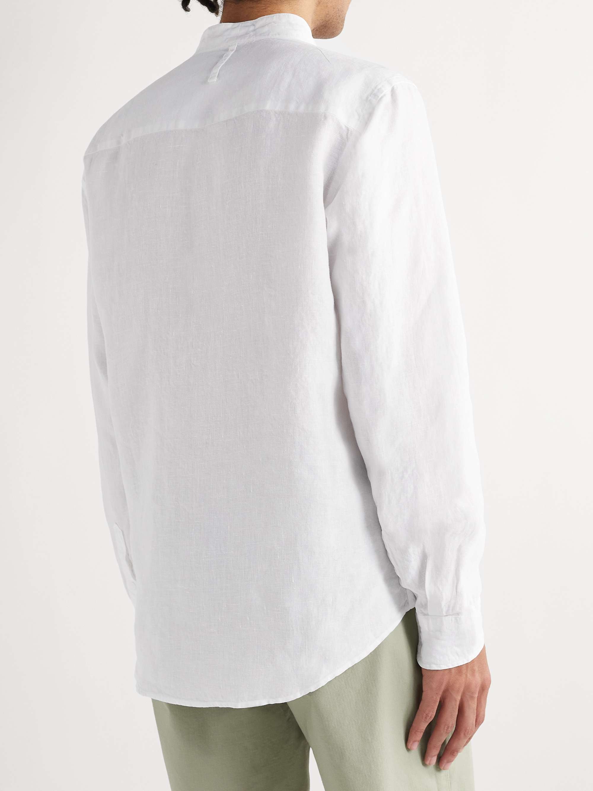 NN07 Eddie Grandad-Collar Linen Shirt