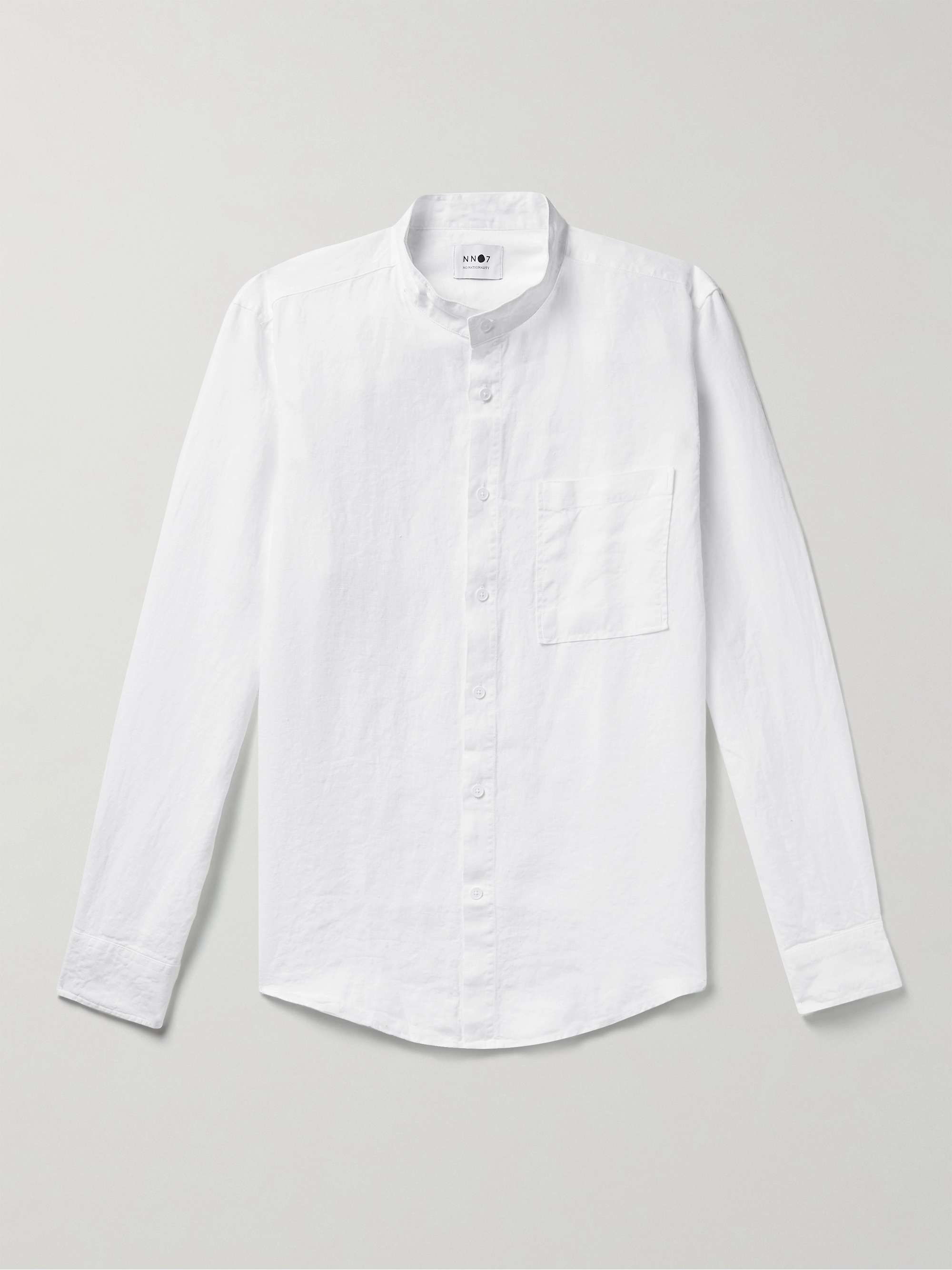 NN07 Eddie Grandad-Collar Linen Shirt for Men | MR PORTER