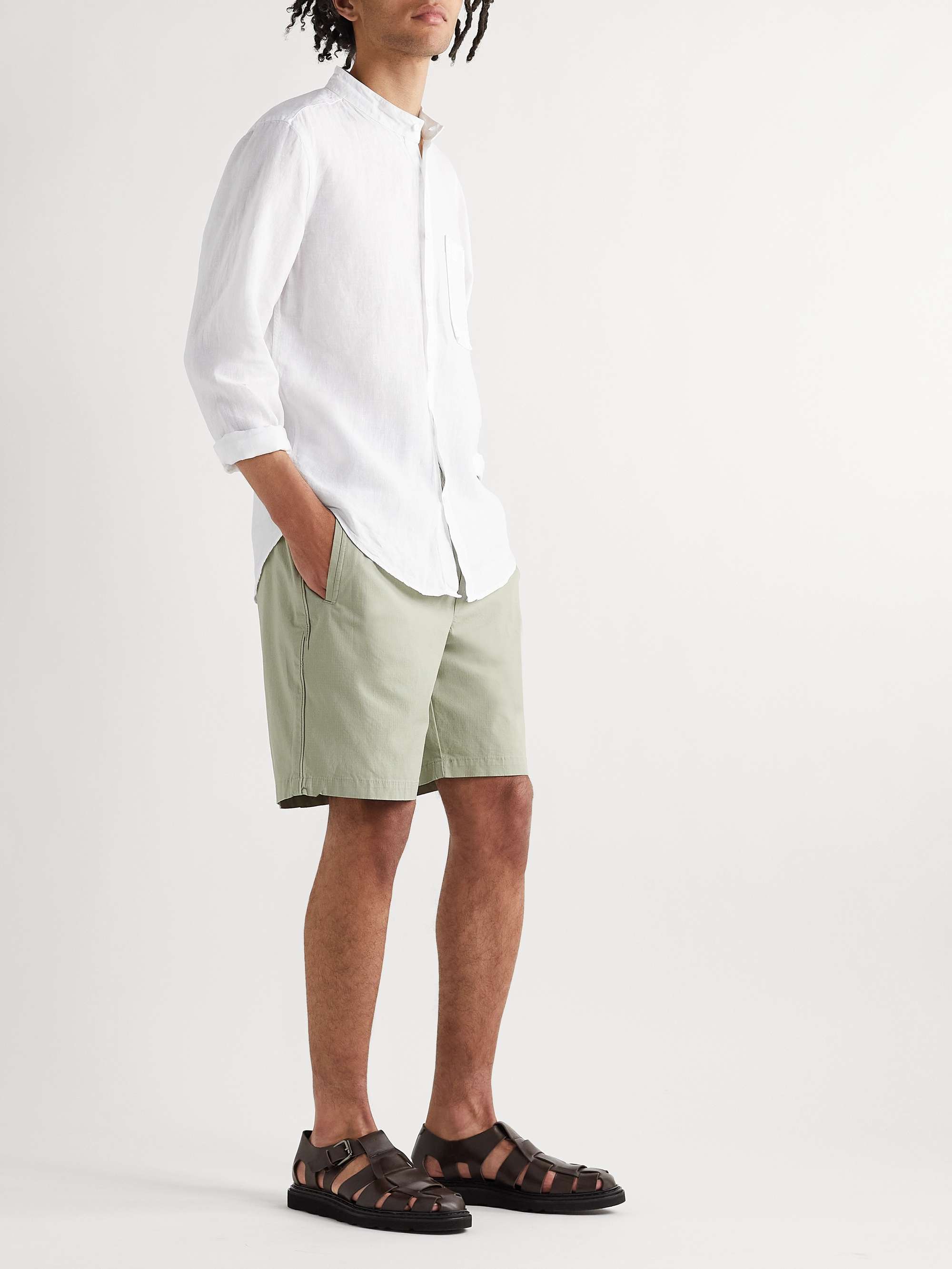 NN07 Eddie Grandad-Collar Linen Shirt