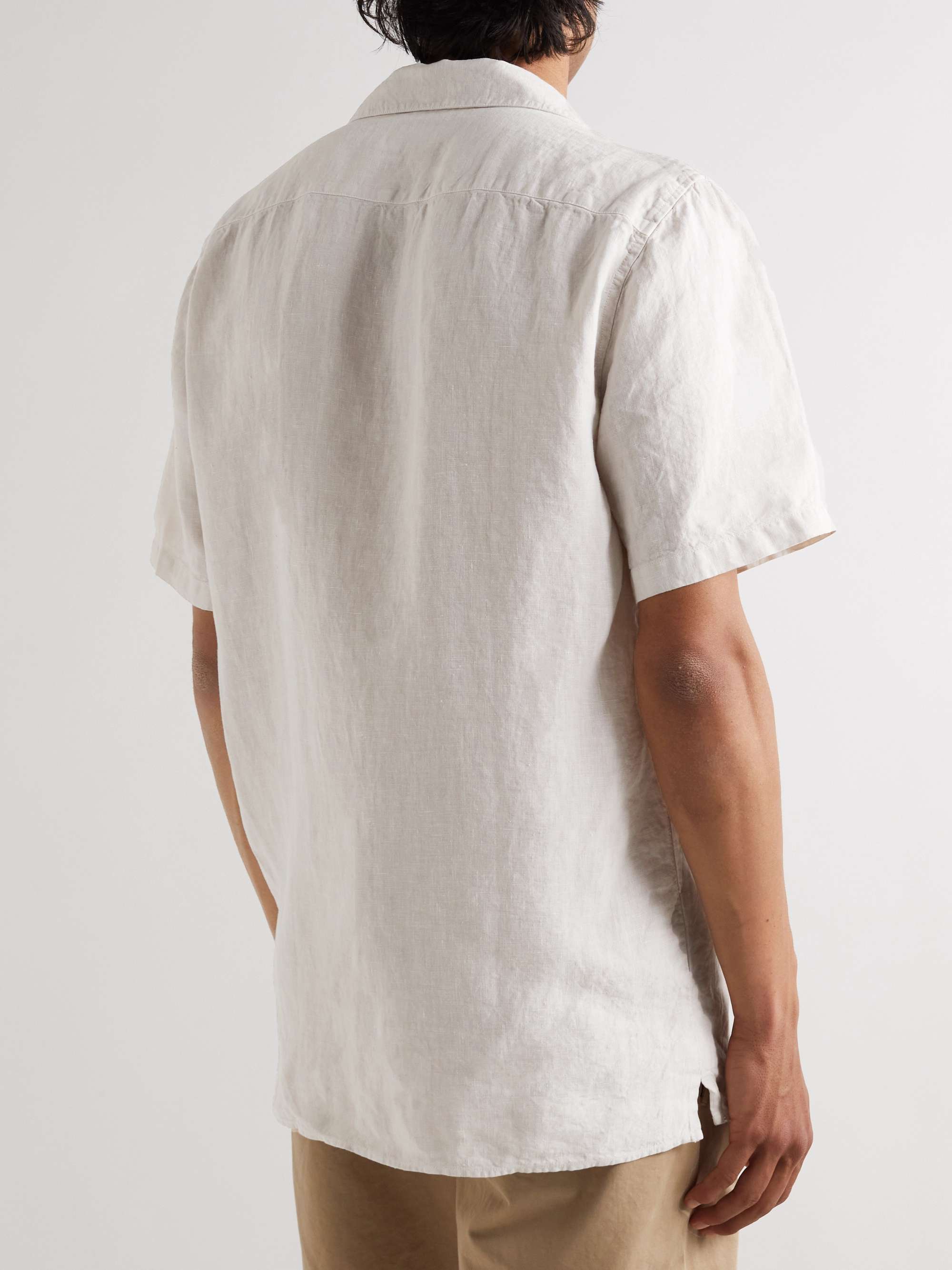 NN07 Miyagi Camp-Collar Garment-Dyed Linen Shirt