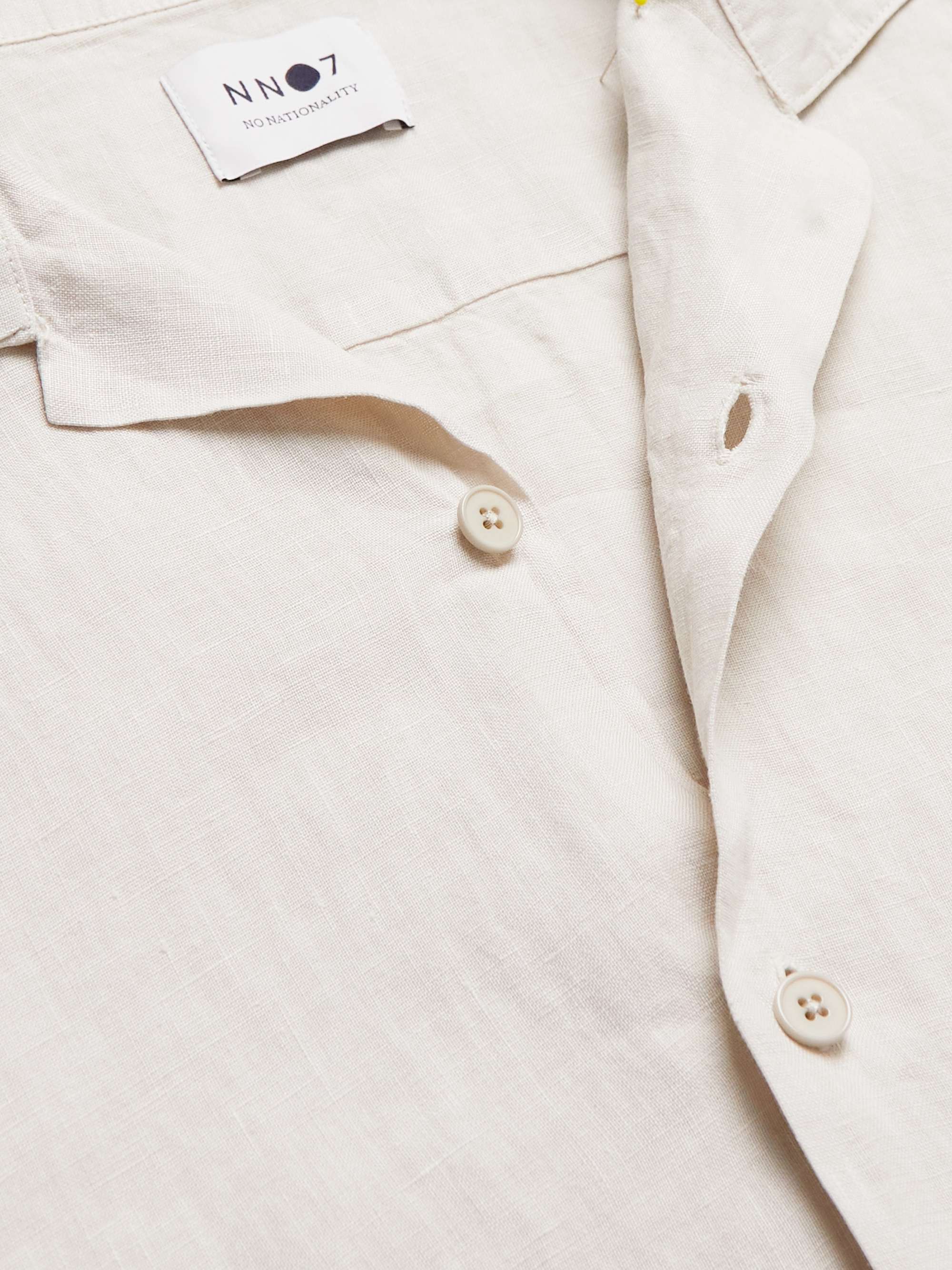 NN07 Miyagi Camp-Collar Garment-Dyed Linen Shirt