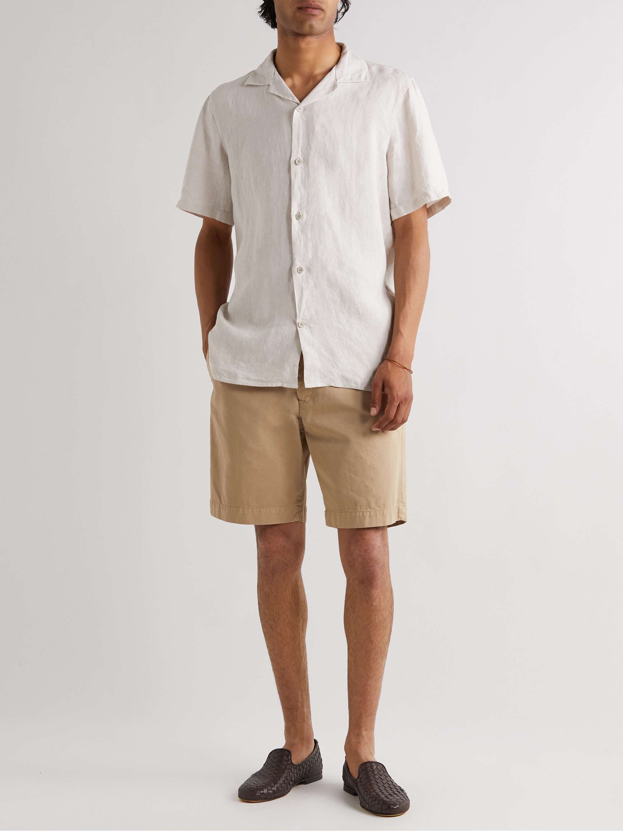 NN07 Miyagi Camp-Collar Garment-Dyed Linen Shirt