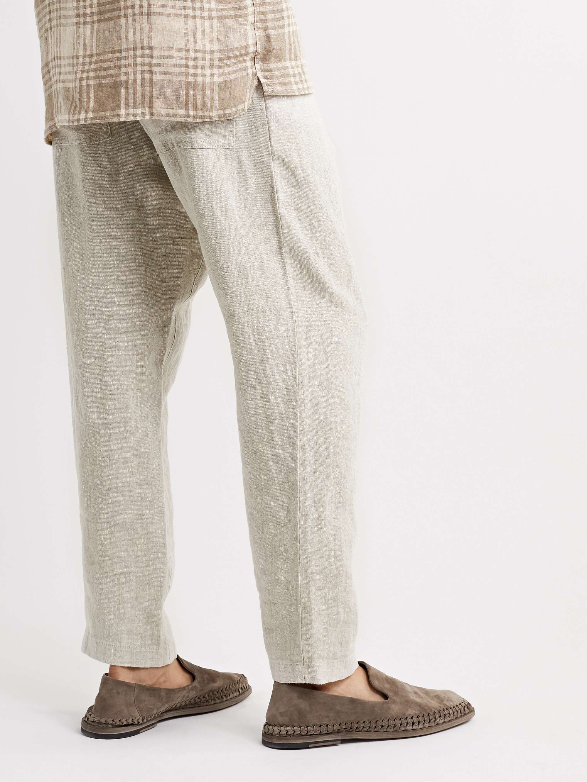 NN07 Keith Straight-Leg Linen Drawstring Trousers