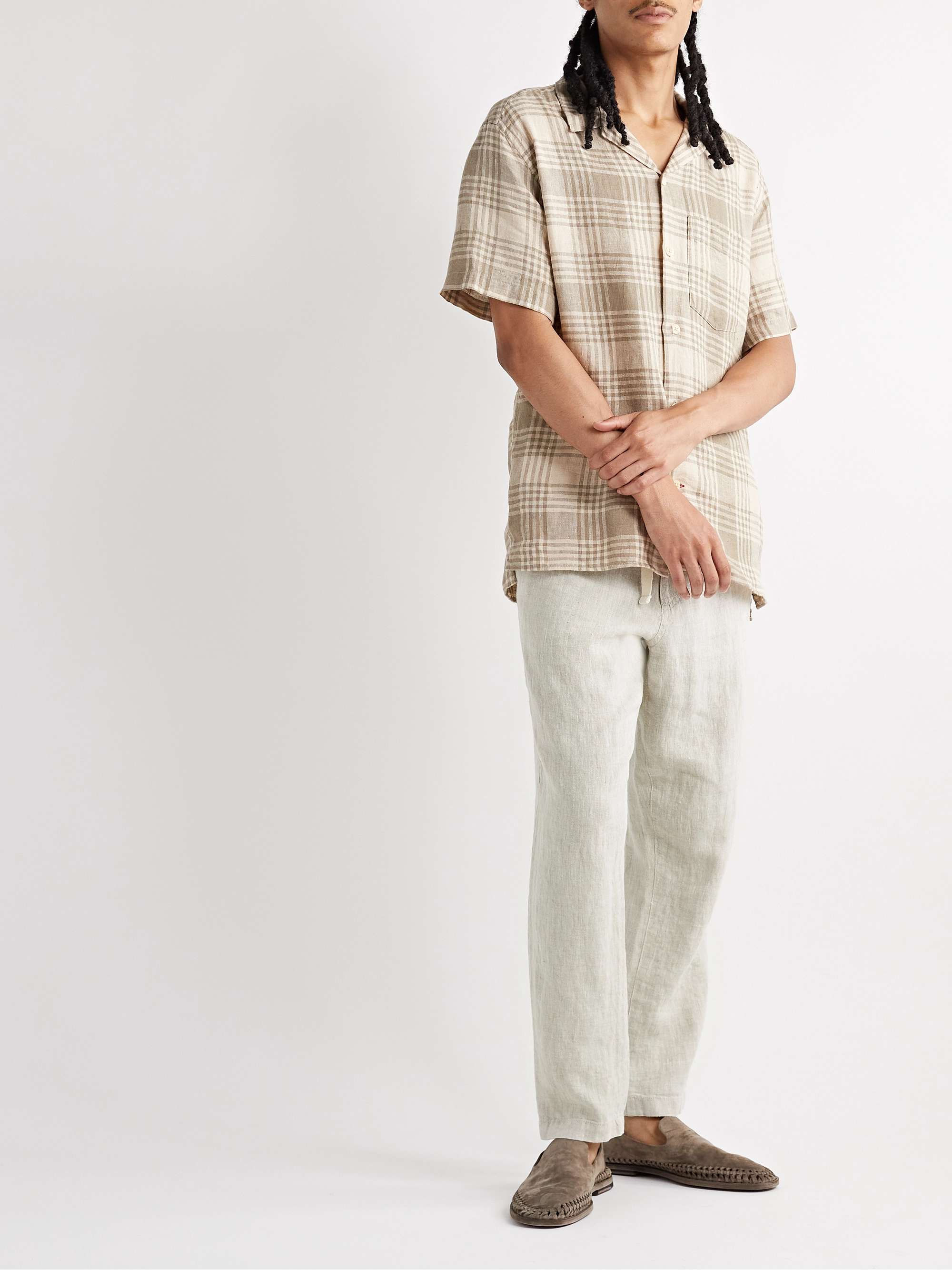 NN07 Keith Straight-Leg Linen Drawstring Trousers