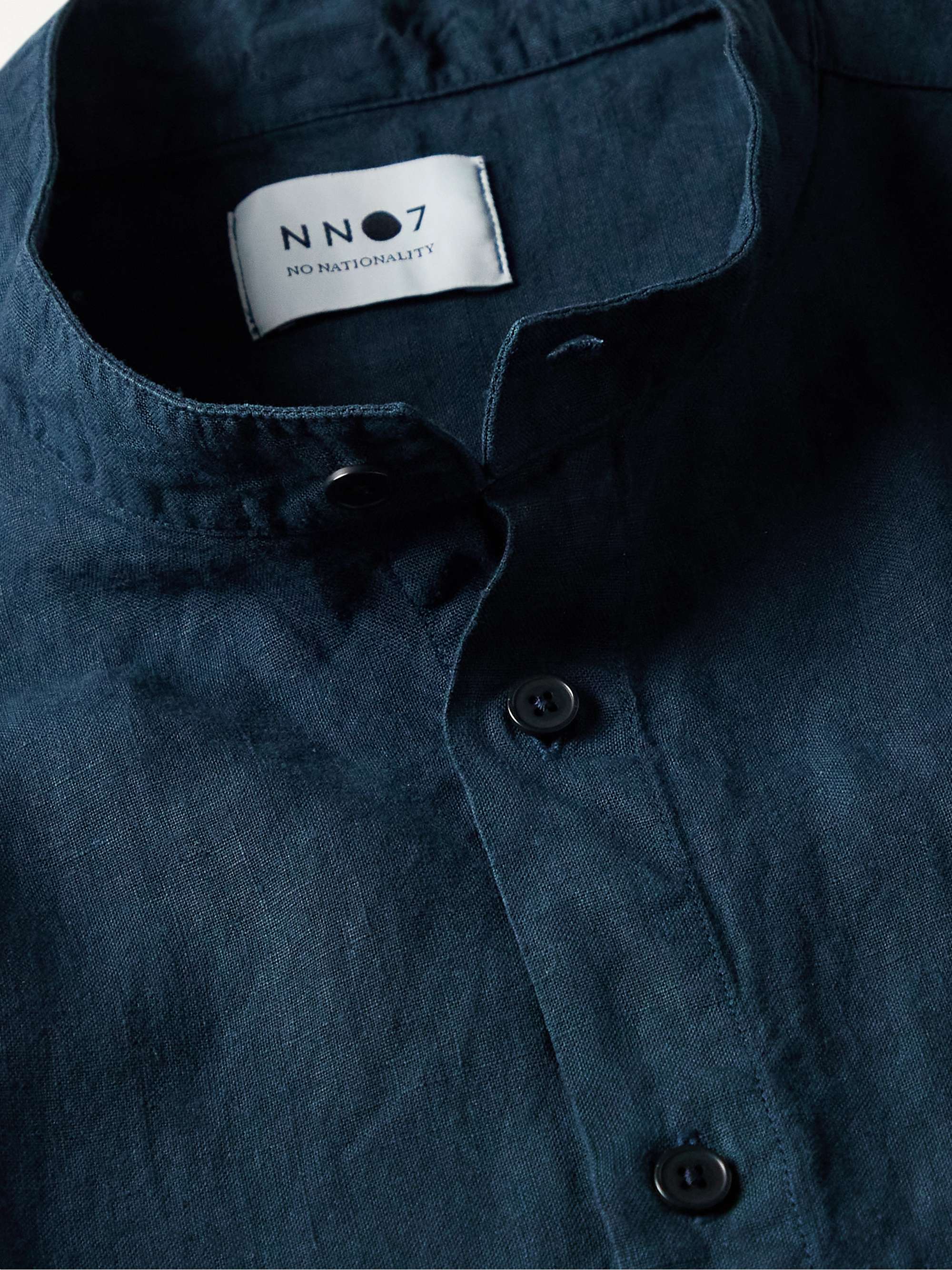 NN07 Eddie Grandad-Collar Linen Shirt