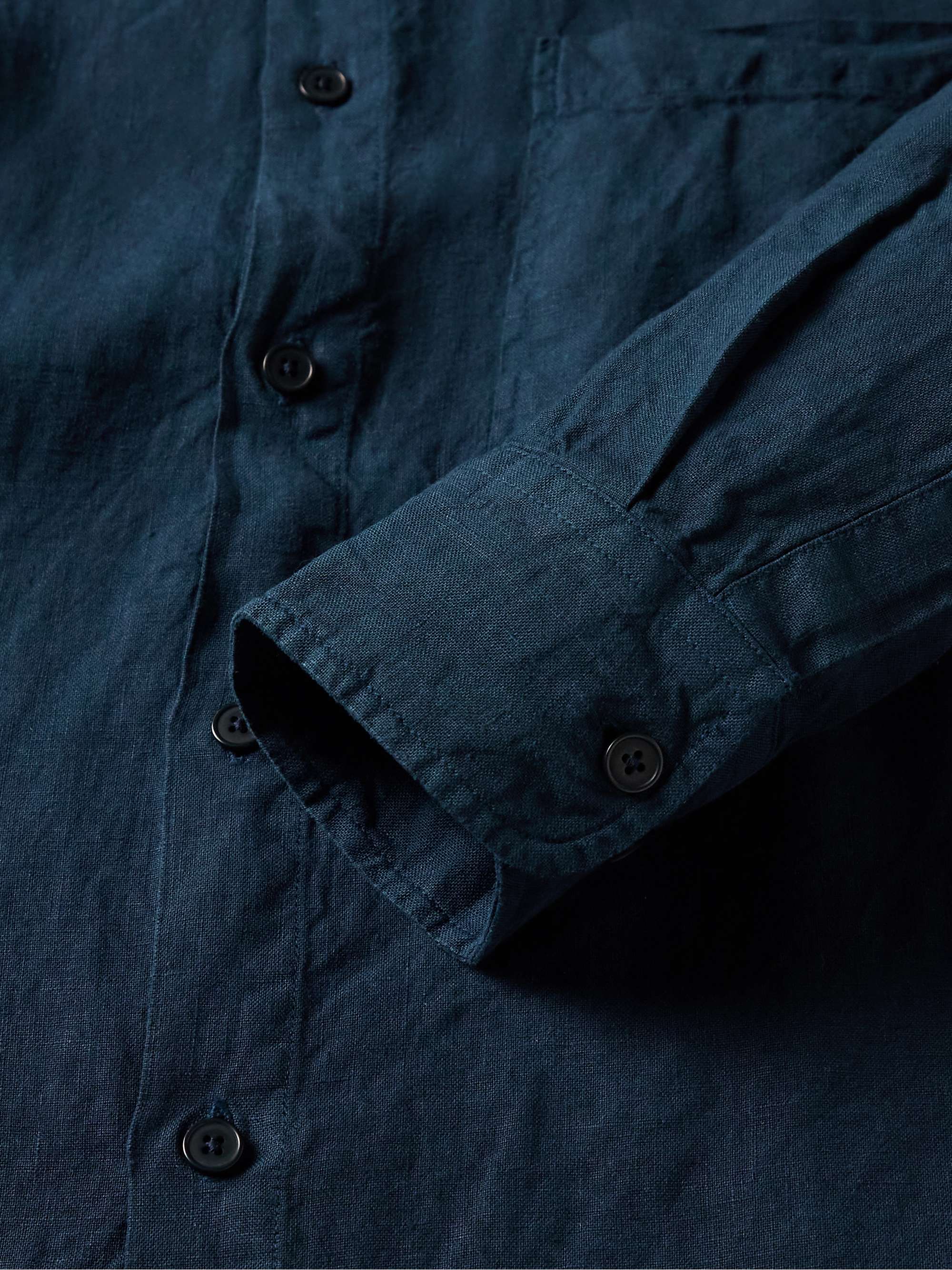 NN07 Eddie Grandad-Collar Linen Shirt