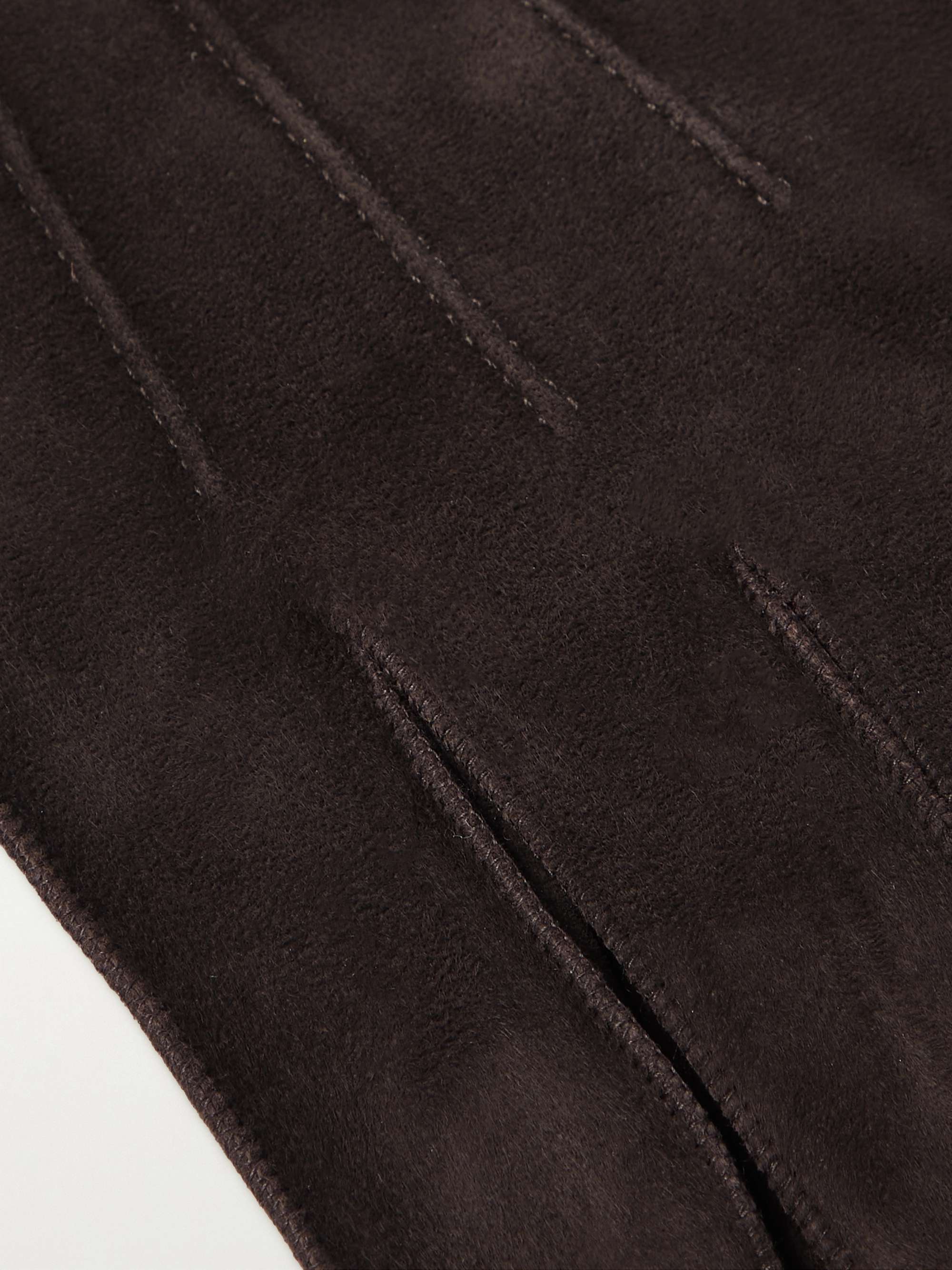 ZEGNA Leather-Trimmed Suede Gloves