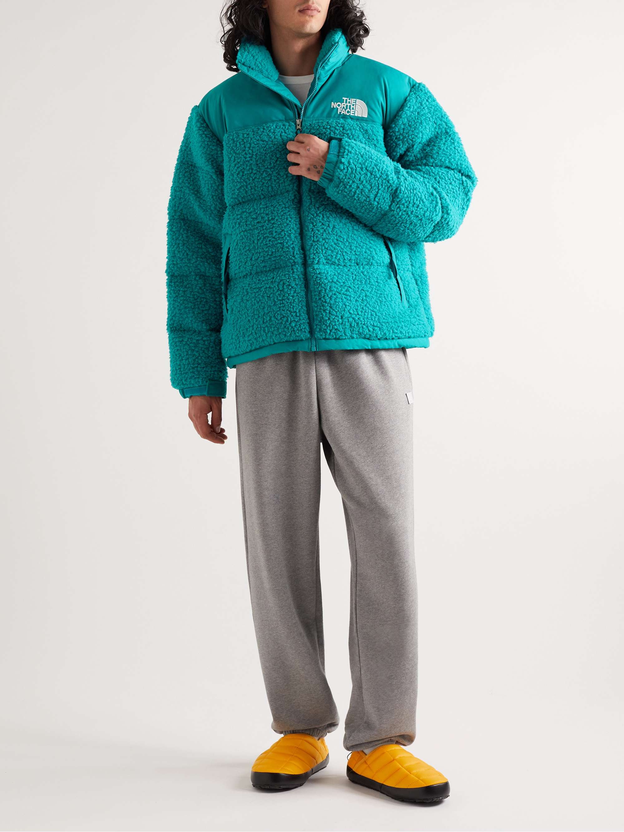 THE NORTH FACE Nuptse Quilted Recycled Fleece and Shell Hooded Down Jacket