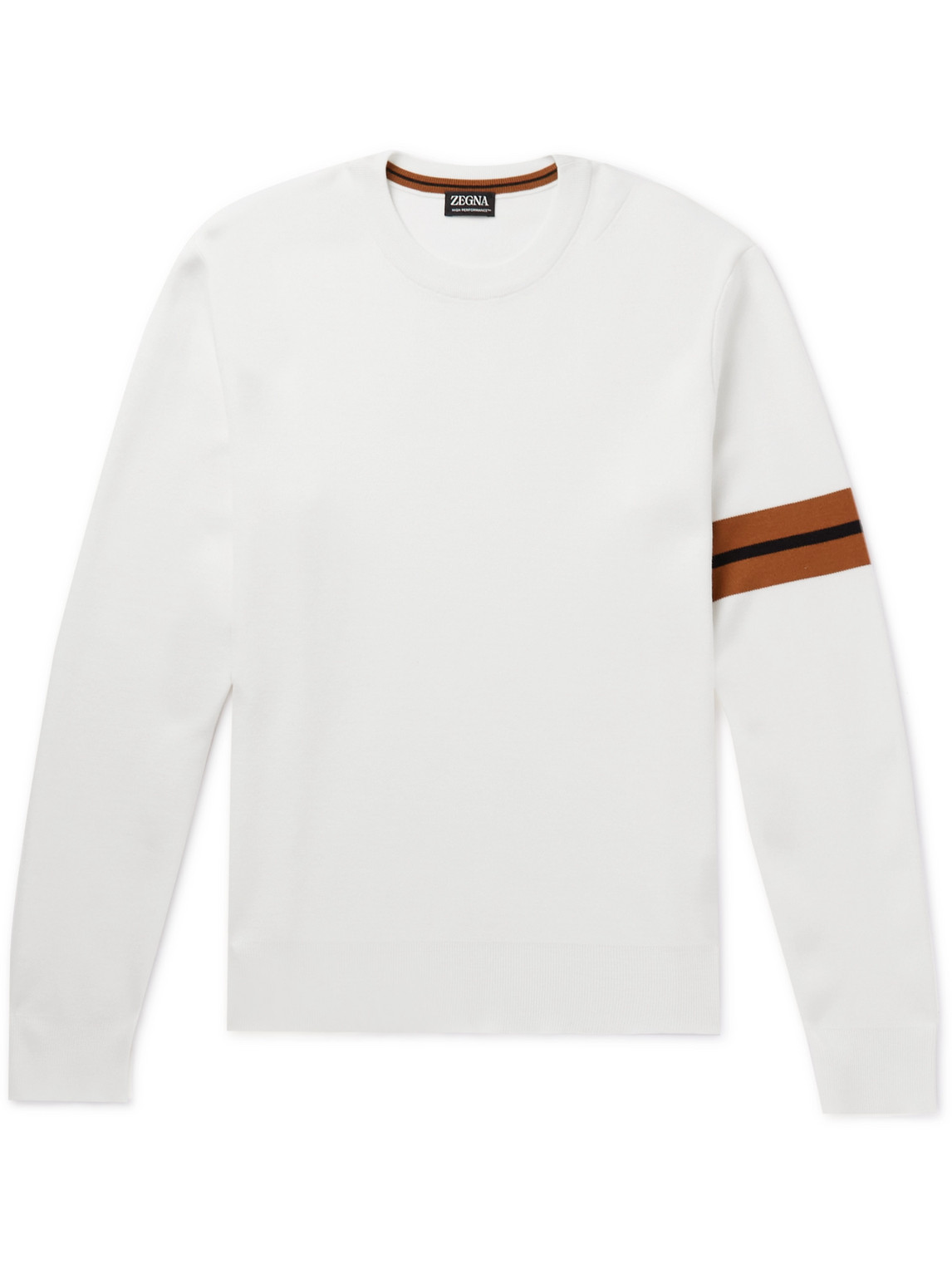 ERMENEGILDO ZEGNA Zegna - Striped Wool Sweater - Men - White - IT 56 за  Мужские