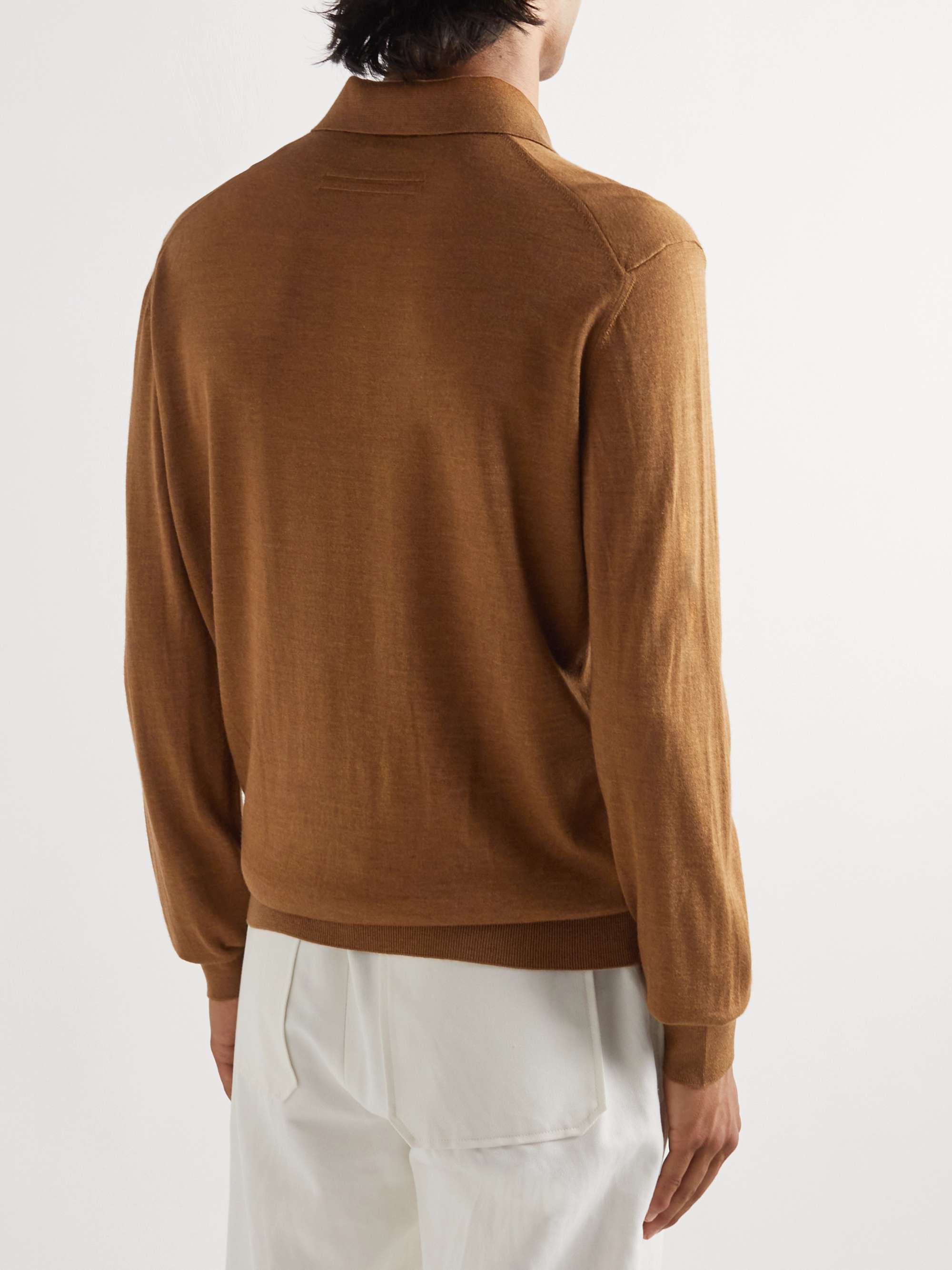 ZEGNA Ribbed Cashmere and Silk-Blend Polo Shirt