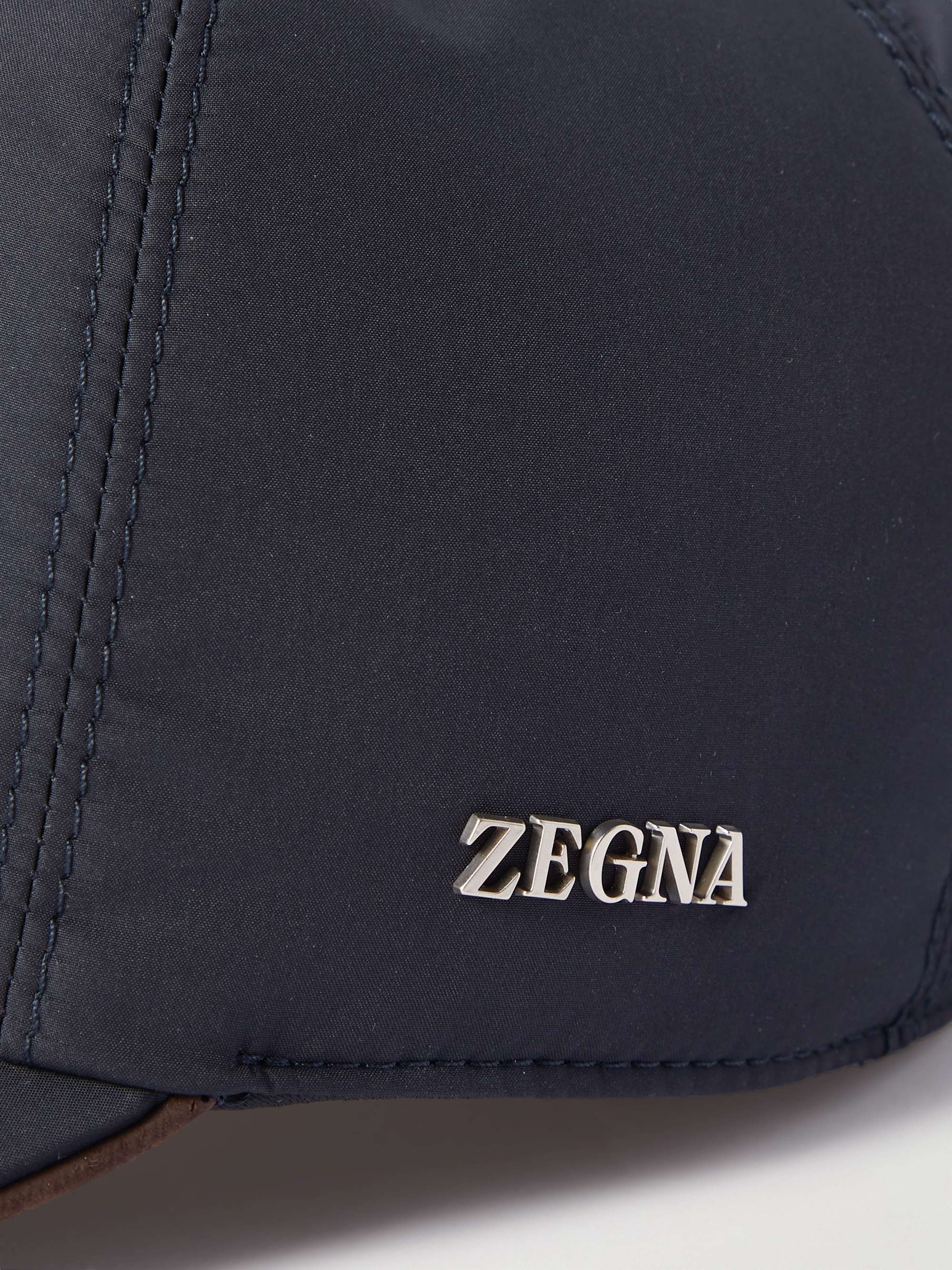 ZEGNA Zephir Leather-Trimmed Logo-Appliquéd Shell Baseball Cap