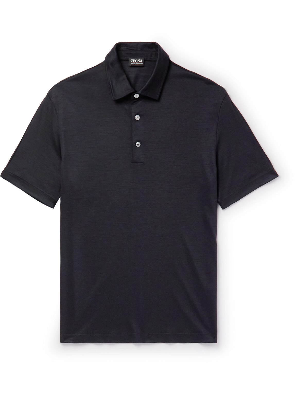 Zegna High Performance Wool Polo Shirt In Blue
